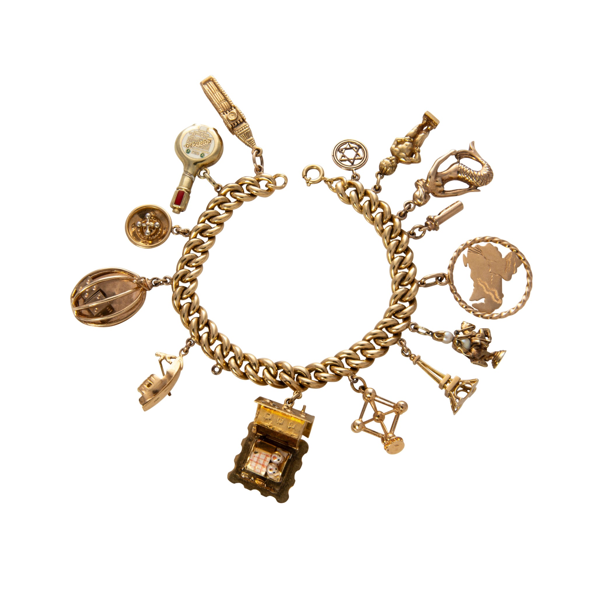 14K/18K Gold Charm Bracelet for Women - Elegant 14-Charms Vintage Jewelry Gift for Birthday, Anniversary & Special Occasions