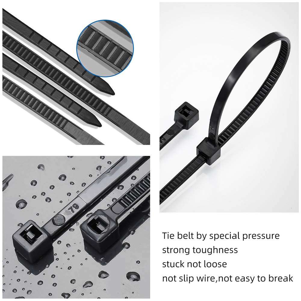 1000PCS Heavy Duty 4-Inch Nylon Self-Locking Cable Ties - 120mm Black Zip Ties for Indoor/Outdoor Use - Perfect for Organizing Wires, Securing Plants & DIY Projects