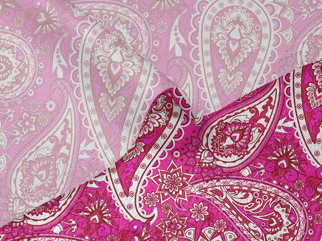 oneOone Velvet Pink Paisley Printed Fabric - 58 Inch Wide Sewing Material for DIY Clothing, Dresses & Home Decor | Soft & Durable by The Yard