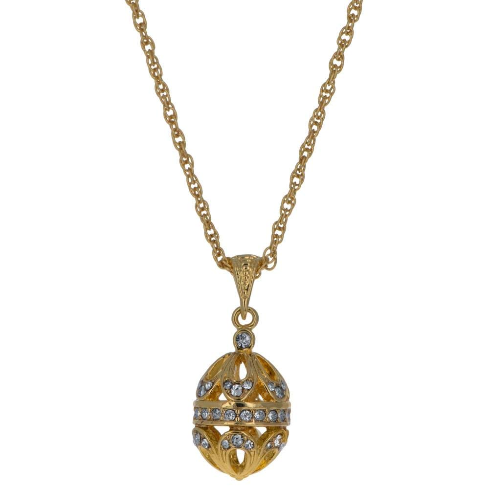 57-Crystal Royal Egg Necklace in Brass - 20 Inch Gold Plated Pendant Necklace for Women, Elegant Gift for Birthday, Anniversary & Special Occasions