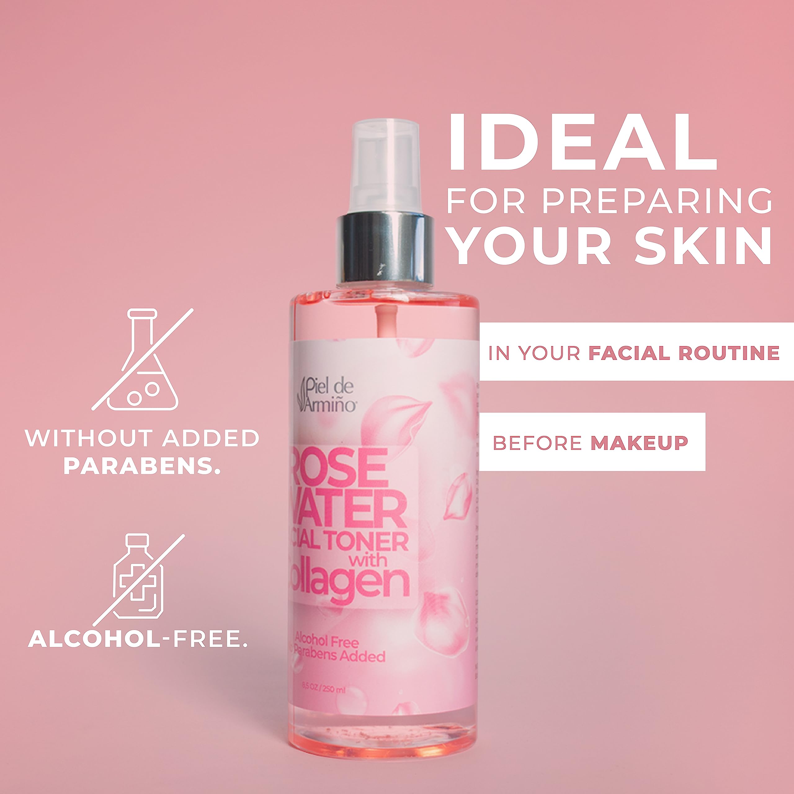 Organic Rose Water Face Mist with Collagen - Hydrating Facial Toner & Anti-Aging Beauty Spray - Pure Rosewater for Skin Care - Perfect for Daily Hydration, Makeup Setting & Post-Workout Refresh
