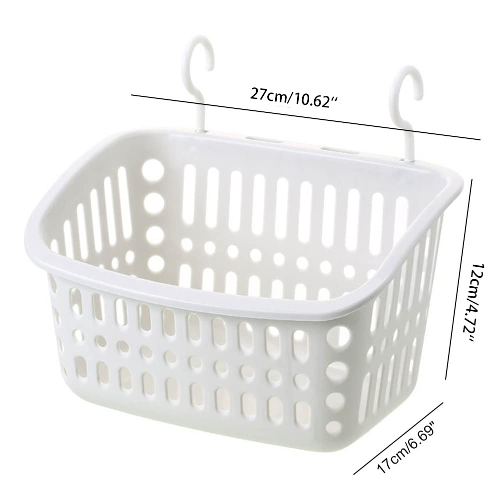 Multifunctional Plastic Wall Hanging Storage Basket - White Laundry Organizer for Clothes, Toys, Books & Cosmetics | Perfect for Bedroom, Bathroom & Kids Room Organization
