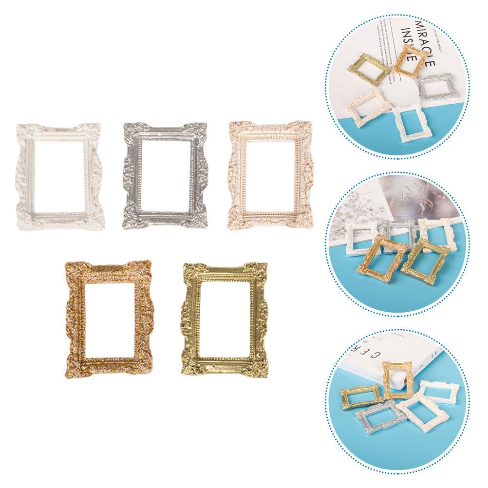 5PCS Mini Unfinished Wood Dollhouse Picture Frames - Tiny Photo Frames for Dollhouse Models & DIY Crafts - Perfect for Miniature Displays, Scrapbooking & Home Decor