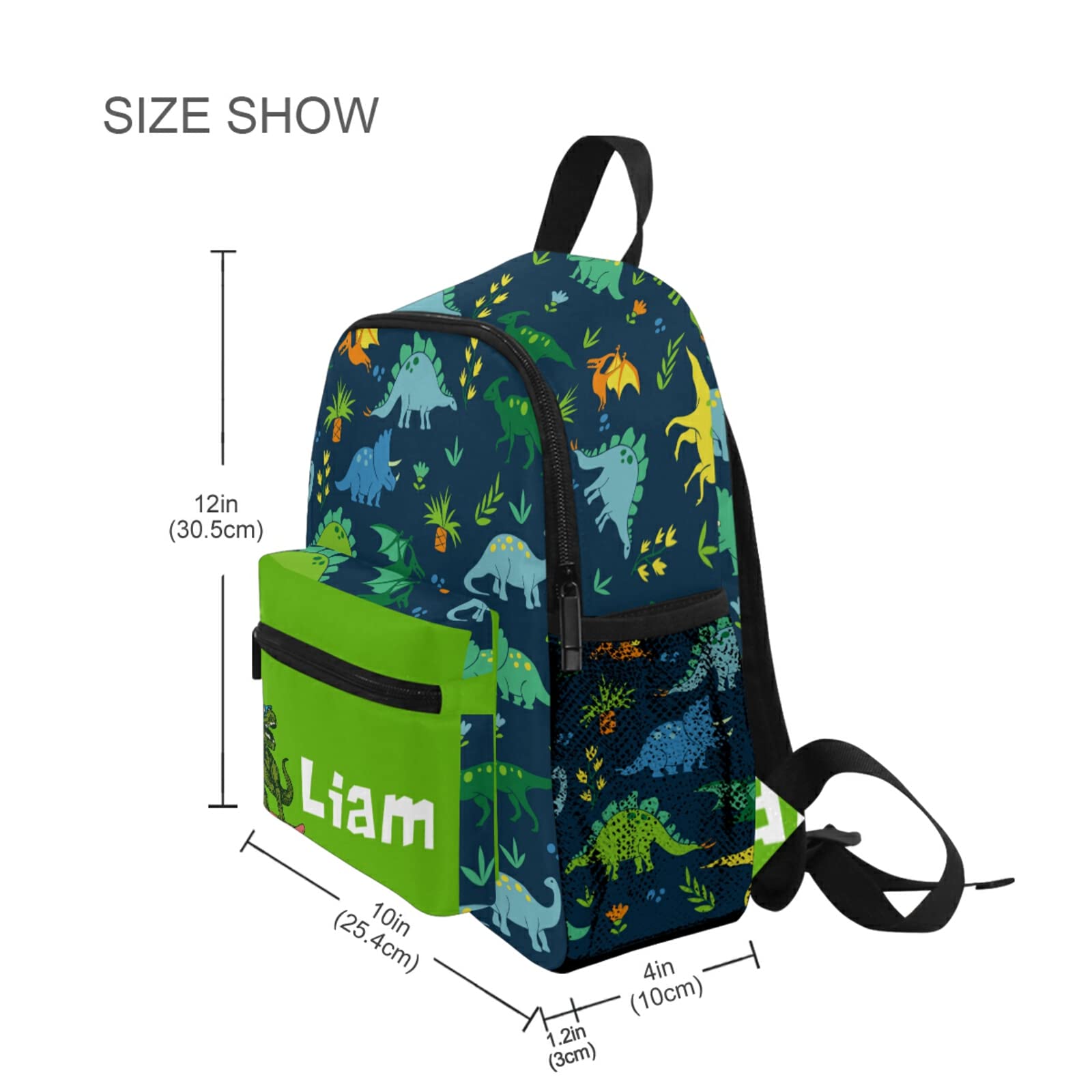 Custom Green Dinosaur Kids Backpack with Adjustable Chest Strap - Personalized School Bag for Boys & Girls - Perfect for Preschool, Kindergarten & Daycare - Durable Toddler Bookbag for Outdoor Adventures & Daily Use