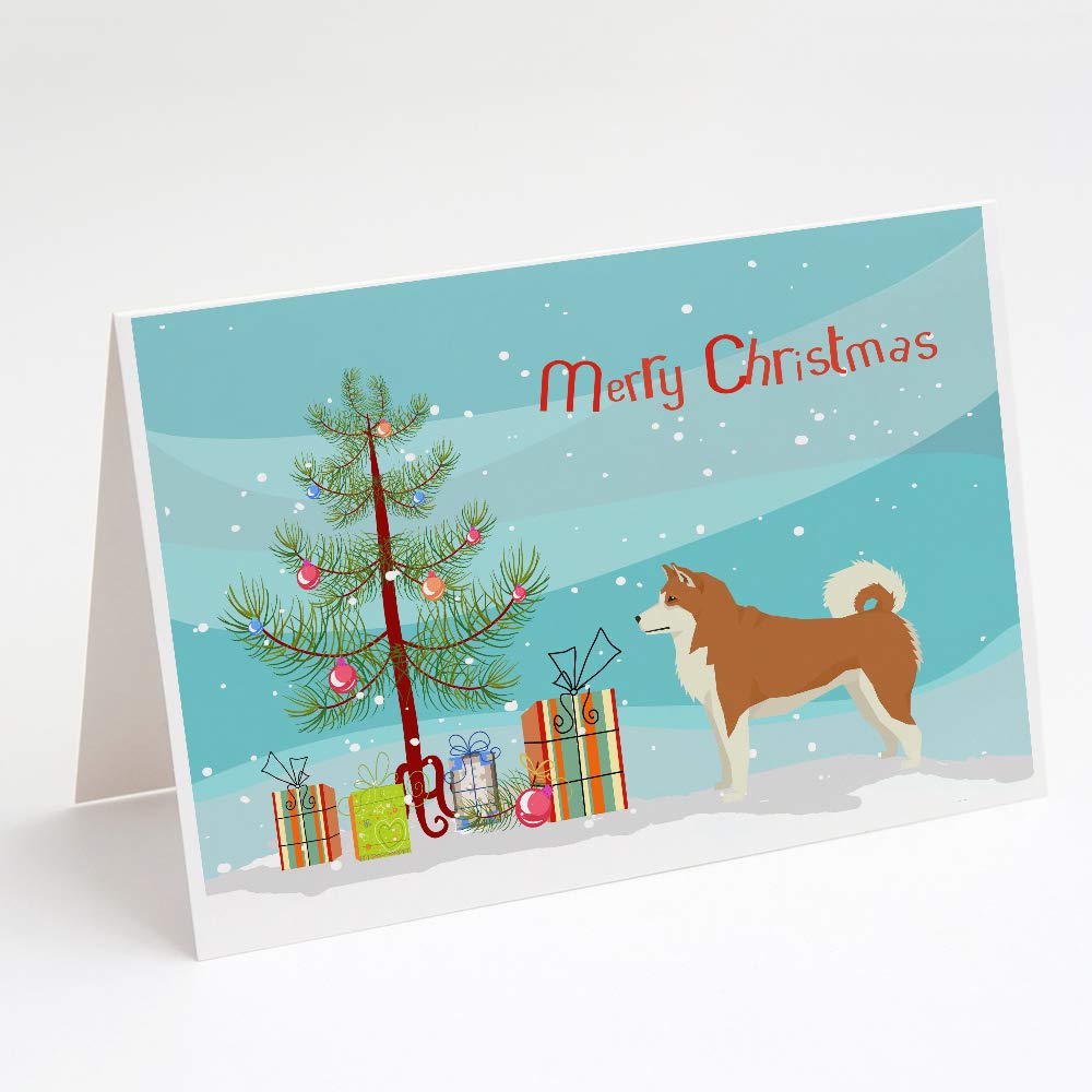 Premium Akita Christmas Tree Greeting Cards - Pack of 8 Blank A7 Note Cards (5x7) with Envelopes - Holiday Stationery for Christmas Wishes, Party Invitations & Festive Correspondence