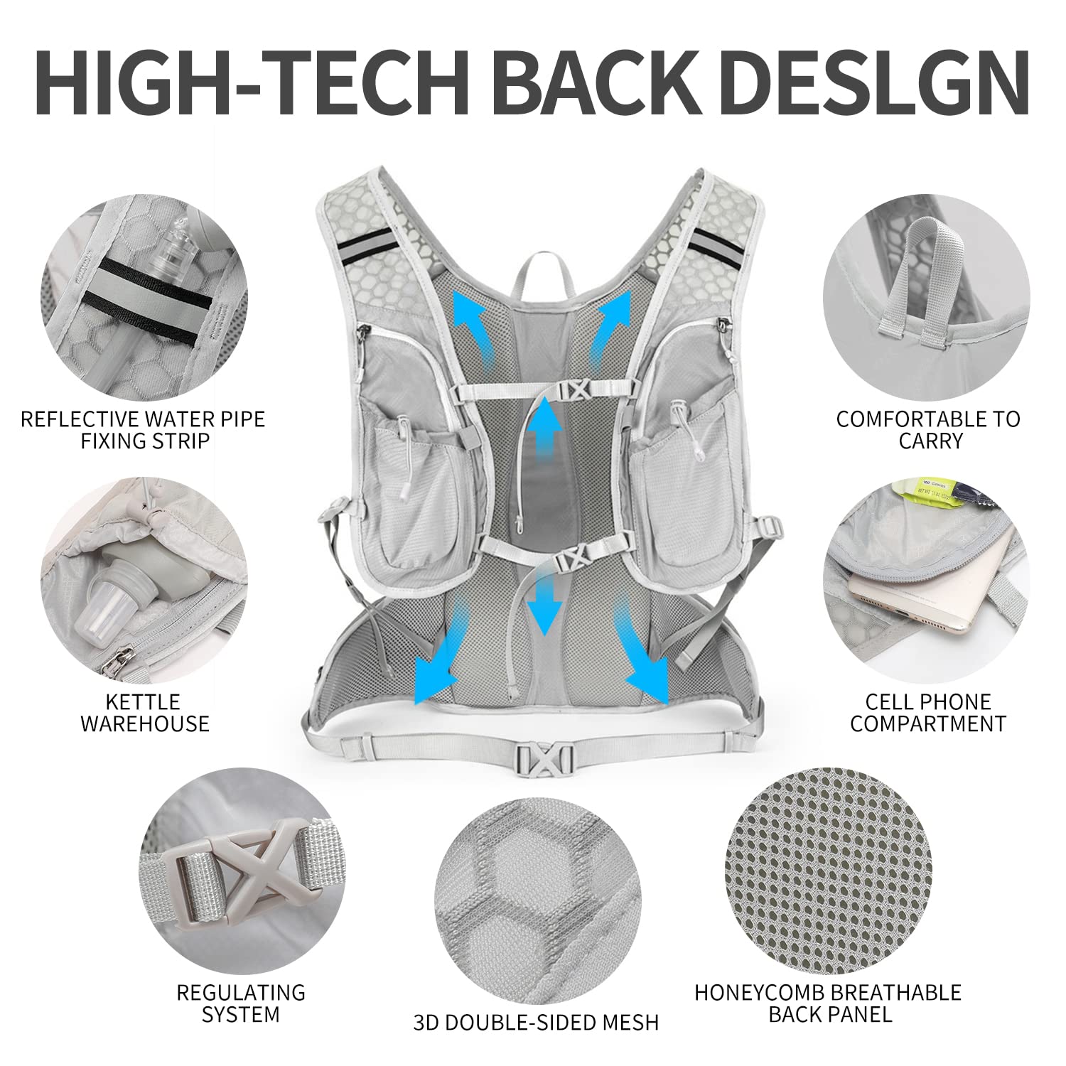 Lightweight Hydration Pack Backpack with 2L Leakproof Water Bladder - Running & Hiking Hydration Vest for Men & Women - Perfect for Outdoor Activities, Trail Running, Cycling & Camping