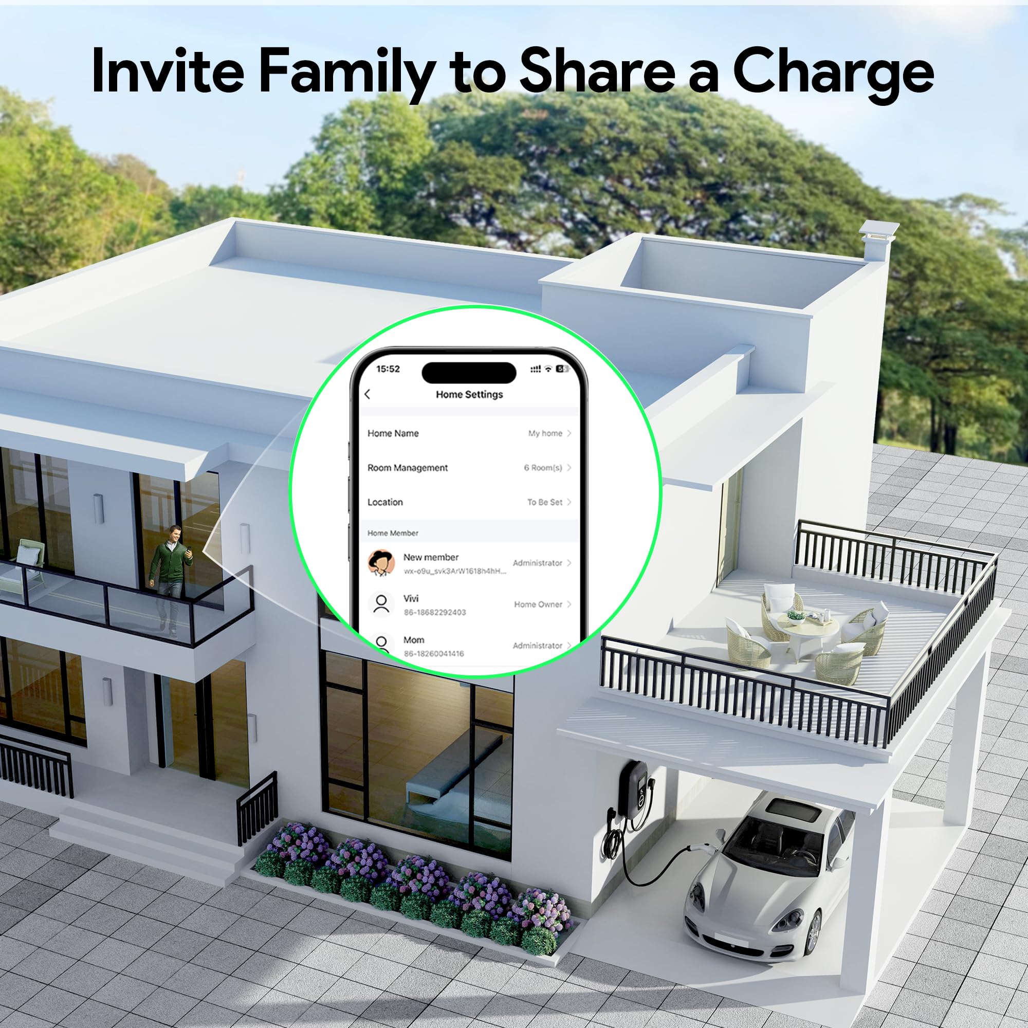 Osoeri 48A Level 2 Smart EV Charger - 240V 11.5KW J1772 Electric Vehicle Charging Station with APP Control & RFID Cards - NEMA 4 Rated Indoor/Outdoor - 24ft Cable - Perfect for Home, Office & Public Parking Charging Needs
