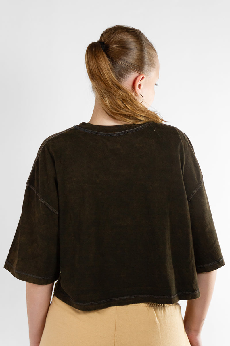 Women's Ocn Blurred Wash Rust T-Shirt - Soft Vintage Style Tee for Casual Wear & Everyday Outfits