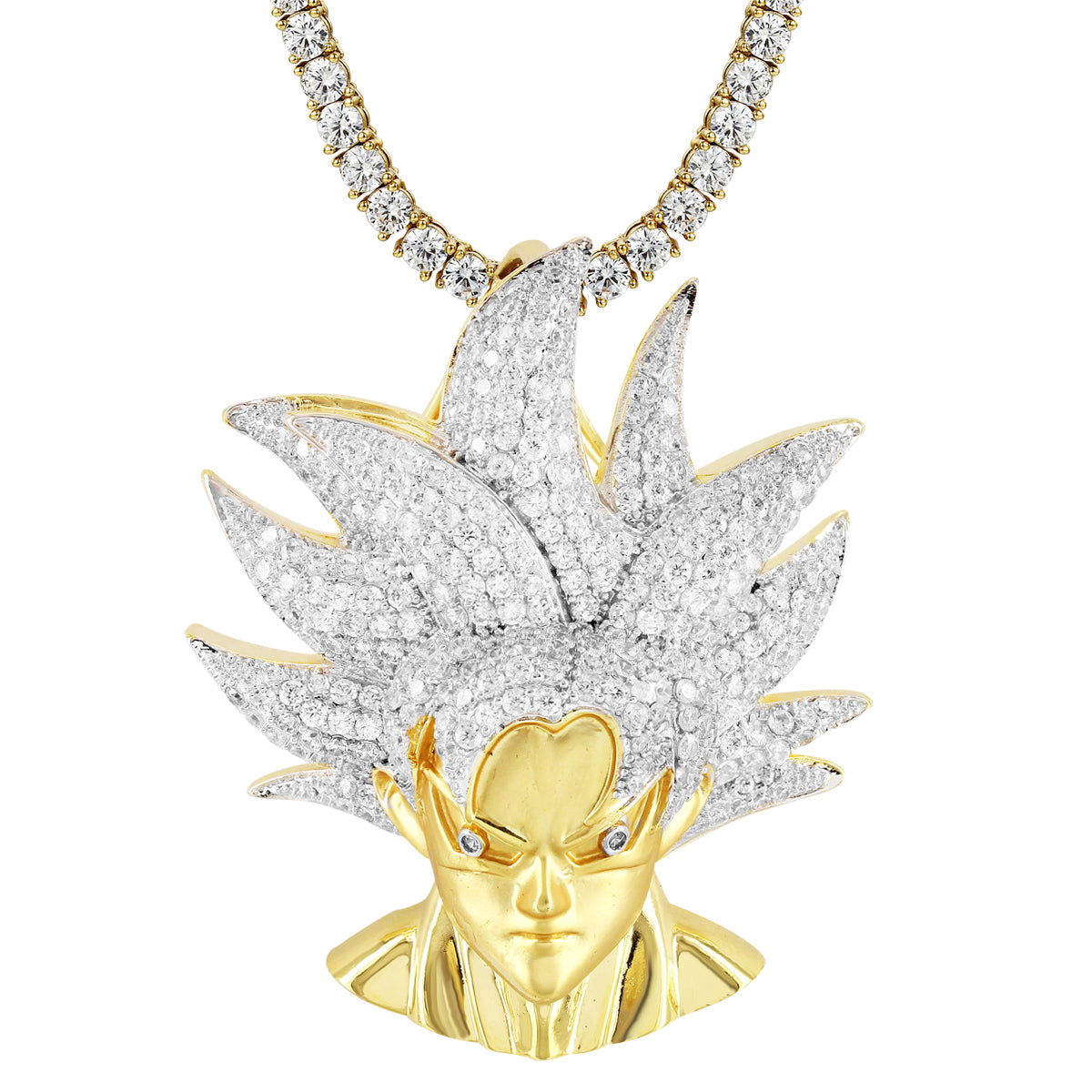 Men's Dragon Ball Z Prince Goku & Vegeta .925 Sterling Silver Pendant Necklace - Anime Jewelry Gift for Fans, Cosplay & Daily Wear
