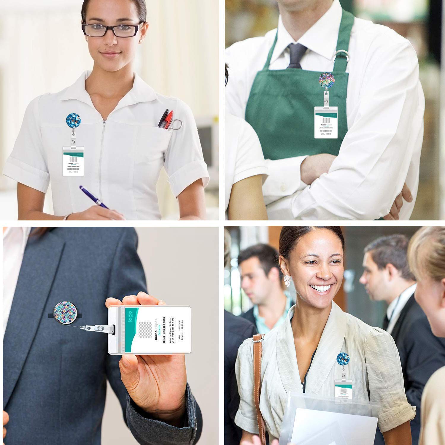 3 Pack Retractable ID Badge Reels with Marble Design & Alligator Clip - Professional Badge Holder for Nurses, Doctors, Office Staff & Teachers | Ideal for Hospitals, Schools & Corporate Offices