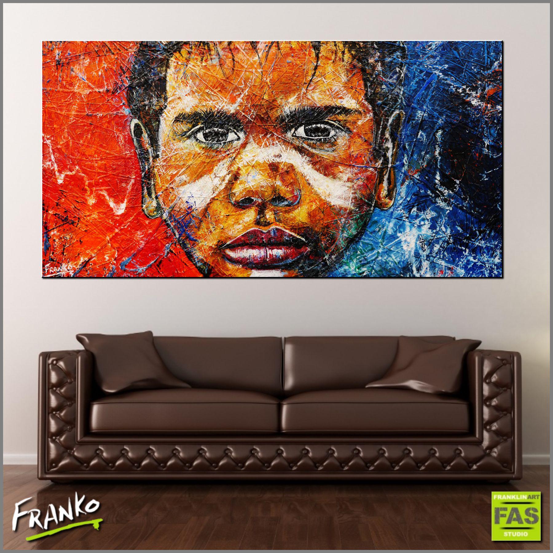 Boy Warrior Blu 190cm x 100cm Aboriginal Warrior Abstract Realism Textured Canvas Art - Perfect for Living Room Wall Decor, Office Artwork & Cultural Home Accents