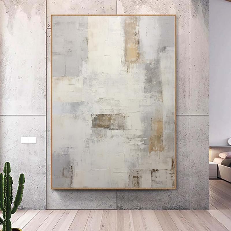 Hand-Painted Modern Abstract Oil Painting - Textured Line & Geometric Wall Art for Living Room, Porch & Entrance Decor | Perfect for Home & Office Interior Design