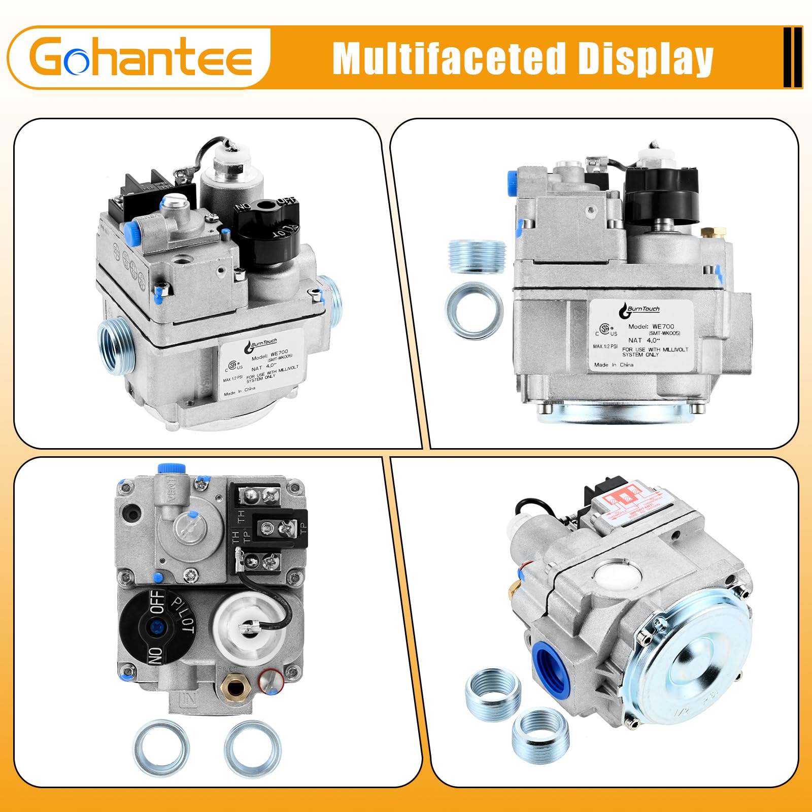 Robertshaw 700-506 Gas Valve Replacement - 720000 BTU/H Fast Opening Combination Valve for Gas Fryers - Compatible with Natural, Manufactured, Mixed & Air Mixtures - Perfect for Commercial Kitchen Equipment Repair and Maintenance