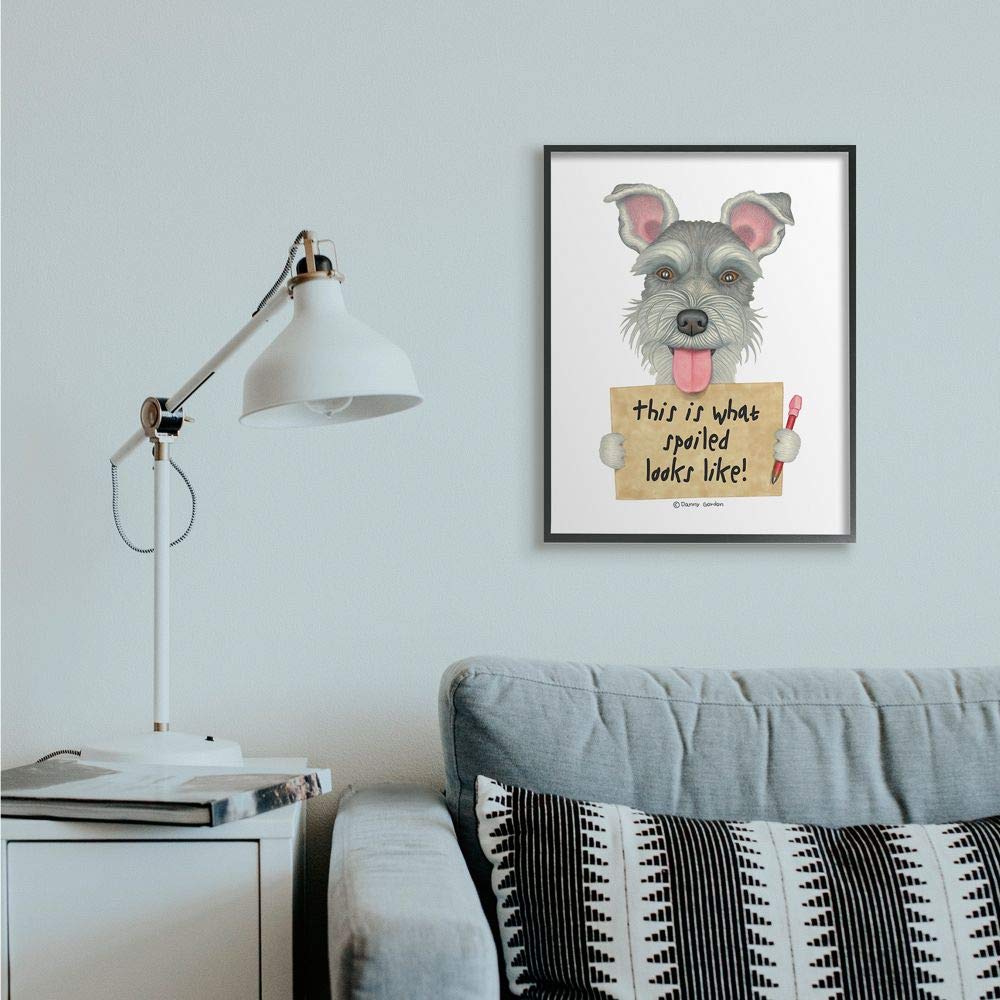Stupell Industries Scotty Dog 'What Spoiled Looks Like' Pet Phrase Wall Art - 24x30 Inch White Framed Canvas - Perfect for Dog Lovers, Living Room Decor & Pet-Themed Home Accessories