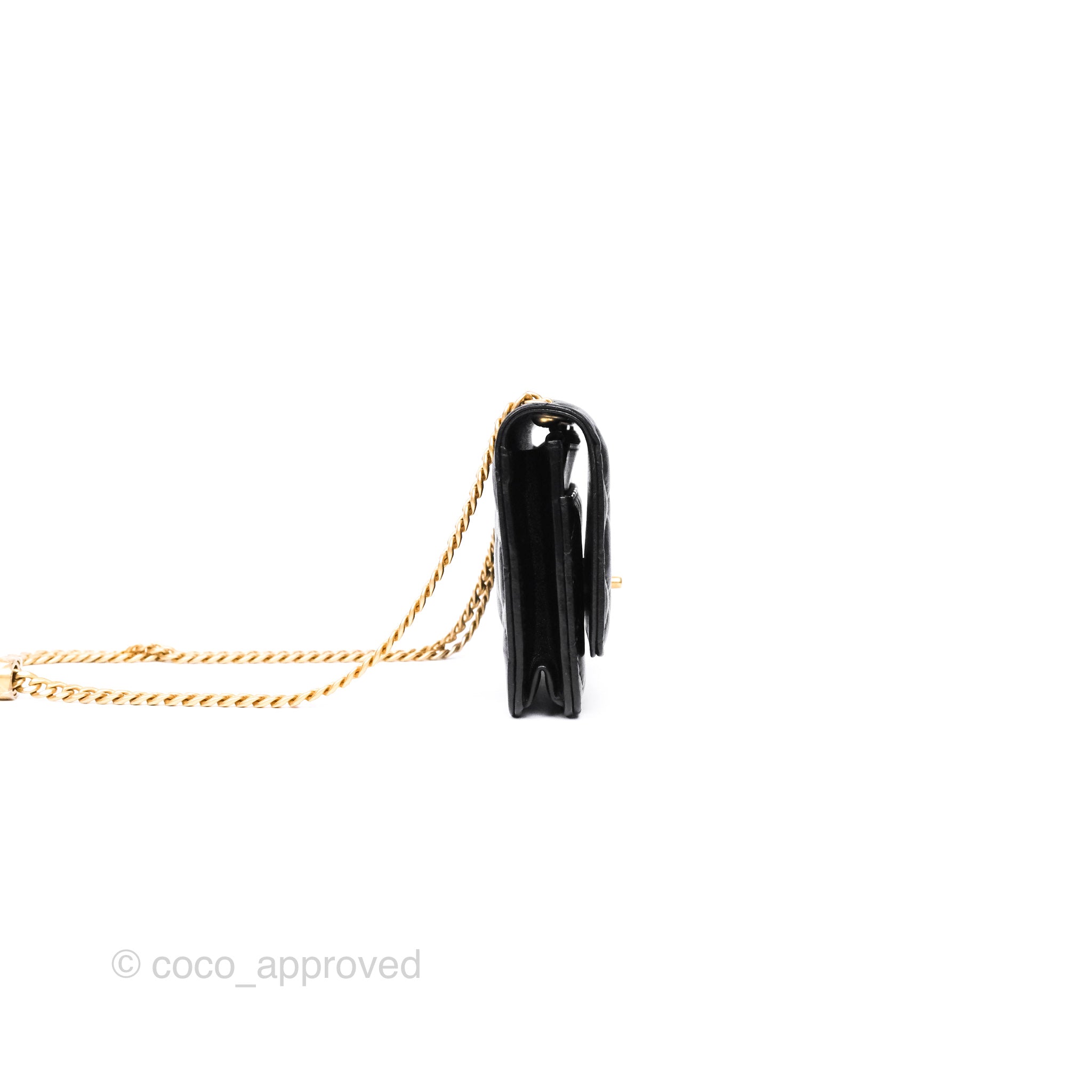 Chanel All Slide Wallet on Chain WOC with Adjustable Chain - Quilted Black Lambskin Leather Crossbody Bag for Women | Perfect for Evening Events, Parties & Daily Use