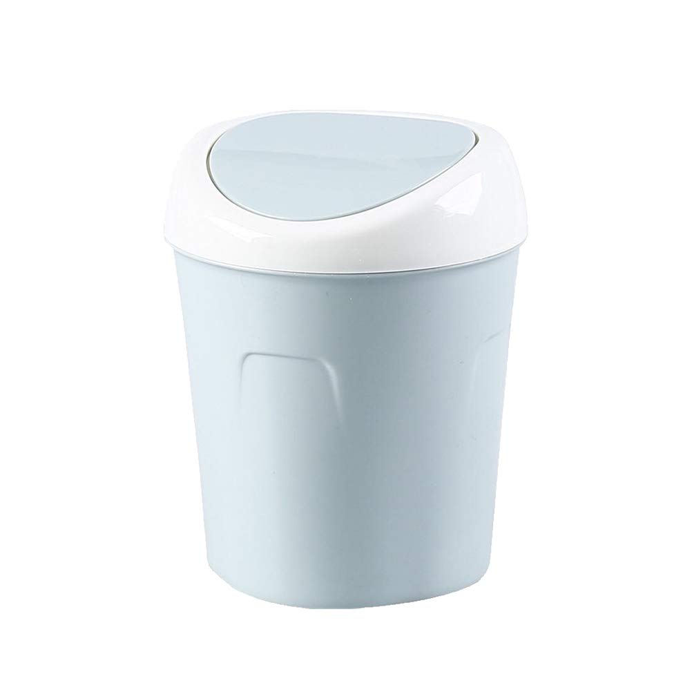 DOITOOL Mini Flip-Top Trash Can with Lid - Small Desktop Garbage Bin for Home, Office, Living Room, Bedroom - Compact Waste Basket for Desks, Countertops & Small Spaces (Blue)