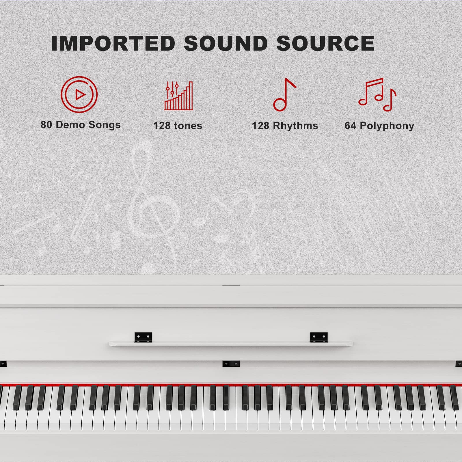UMOMO 88-Key Weighted Digital Piano with Duet Bench - Full Size Hammer Action Beginner Keyboard with USB MIDI Connectivity (White) - Perfect for Home Practice, Music Lessons & Studio Recording