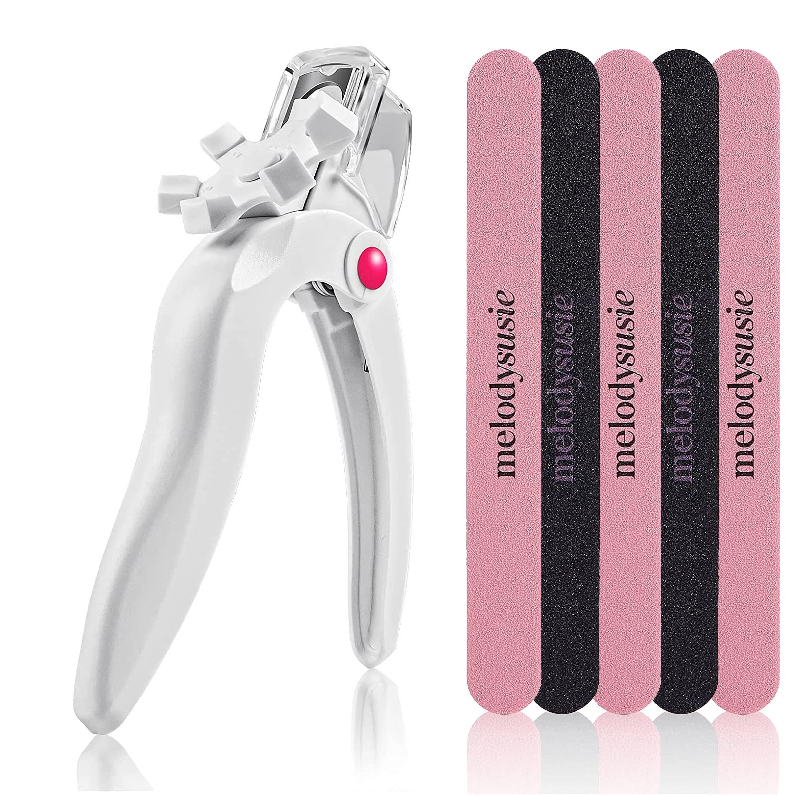 Professional Adjustable Stainless Steel Acrylic Nail Clippers Set with 5 Nail Files - Perfect for False Nail Art, Manicures & DIY Nail Projects at Home or Salon