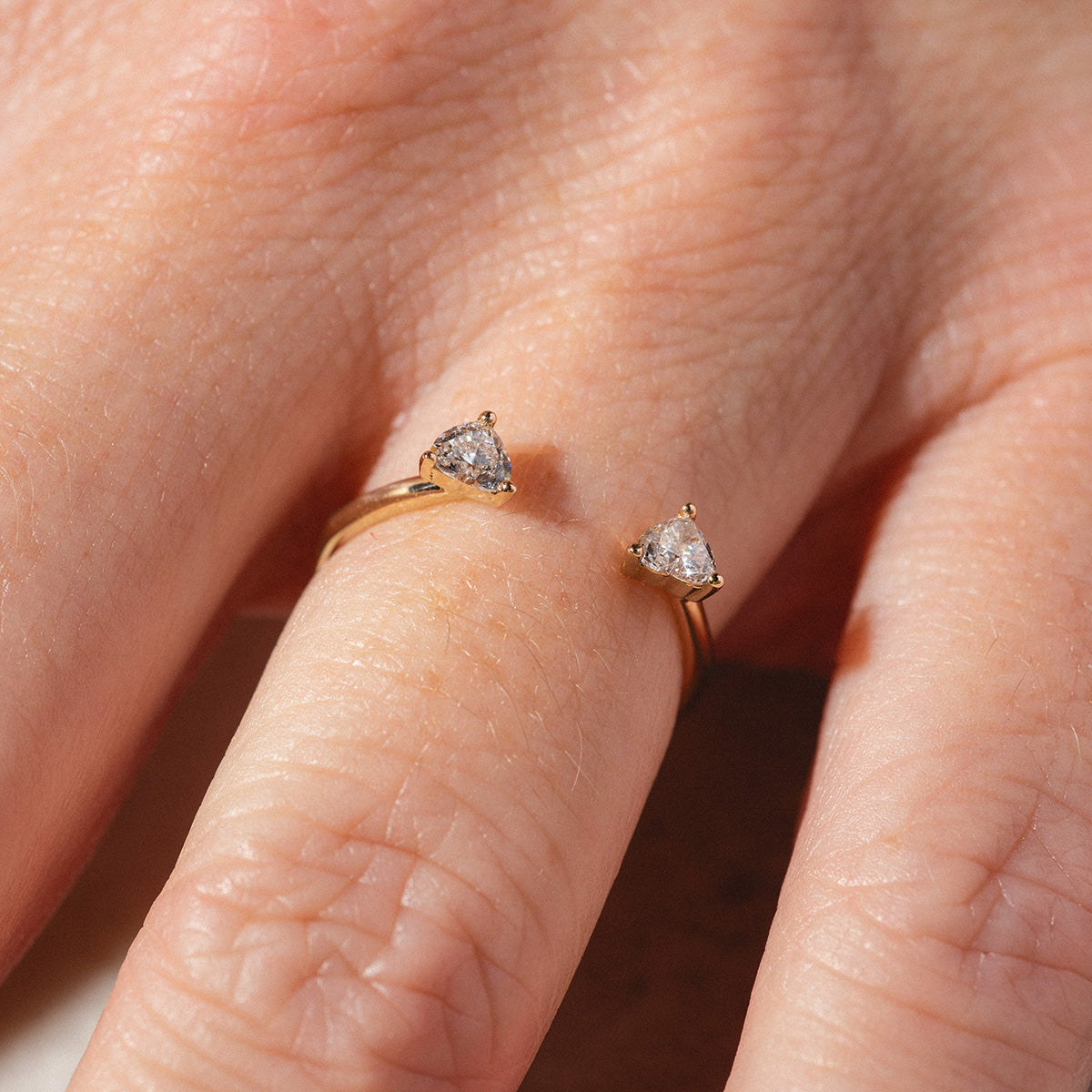 Open Wedding Band with Two Diamond Hearts - Elegant Diamond Heart Ring for Women, 14K Gold or Sterling Silver, Perfect for Engagement, Anniversary & Valentine's Day Gifts