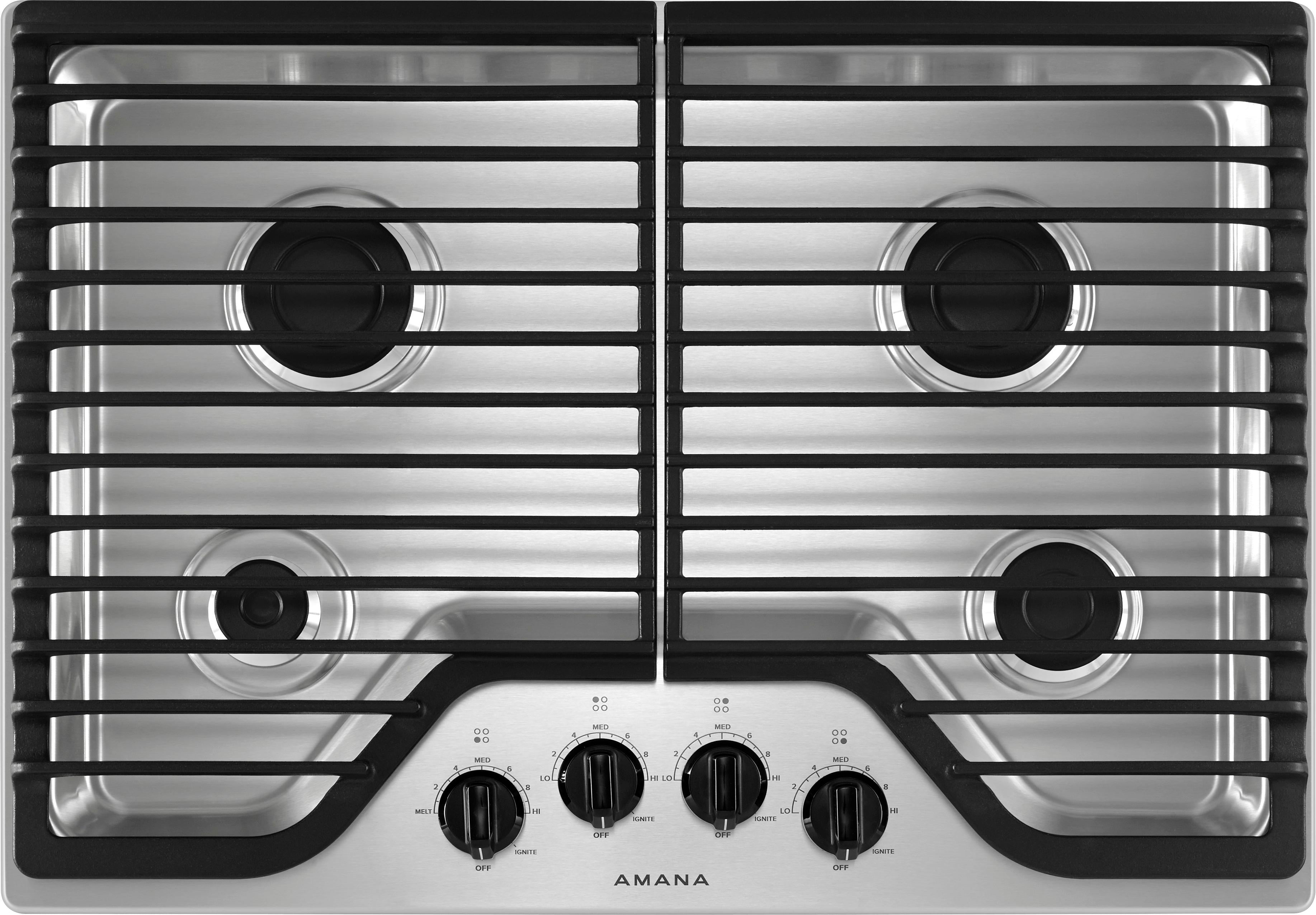 Amana AGC6540KFS 30 Inch 4-Burner Gas Cooktop - Stainless Steel Professional Range for Home Kitchen Cooking, Grilling & Entertaining