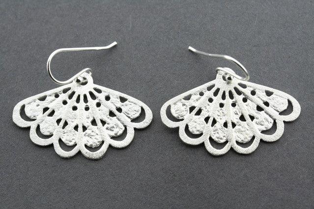 Sterling Silver Foiled Fan Earrings for Women - Elegant Dangle Drop Earrings for Party, Wedding & Special Occasions
