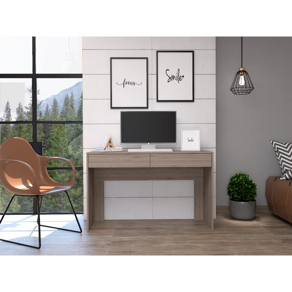 Tuhome Modern Engineered Wood Ash Andalucia 3-Drawer Computer Desk - Home Office Workstation for Study, Writing & Gaming