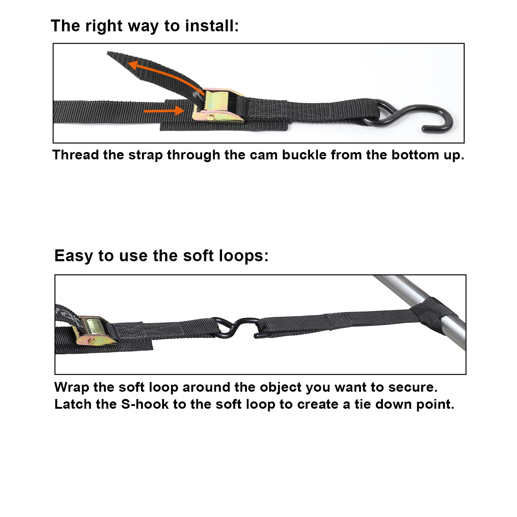 Ayaport 20FT Heavy Duty Cam Buckle Tie Down Straps - 2200lbs Break Strength with S Hooks - Secure Motorcycle, Kayak, Car, Truck, Dirt Bike - Ideal for Transport, Towing & Outdoor Adventures
