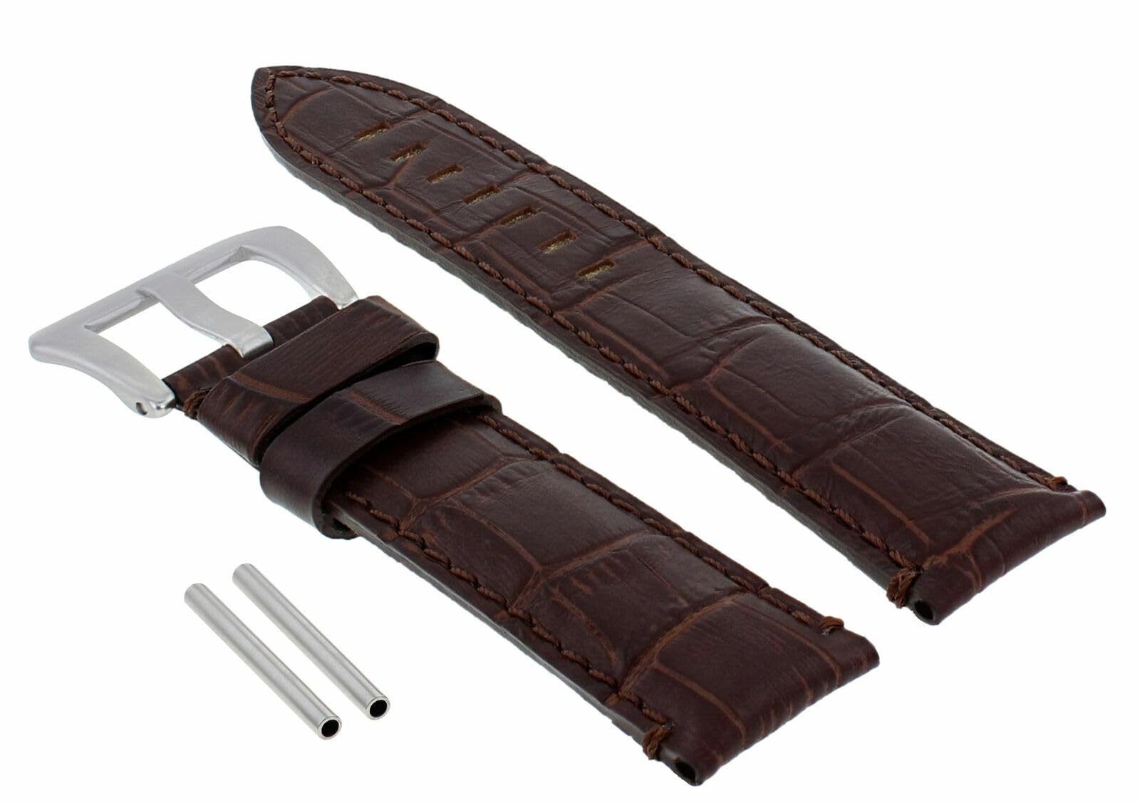 22mm Genuine Leather Watch Band Strap for Panerai Luminor Marina GMT - Premium Brown Replacement Strap | Durable & Comfortable for Daily Wear, Business & Casual Occasions