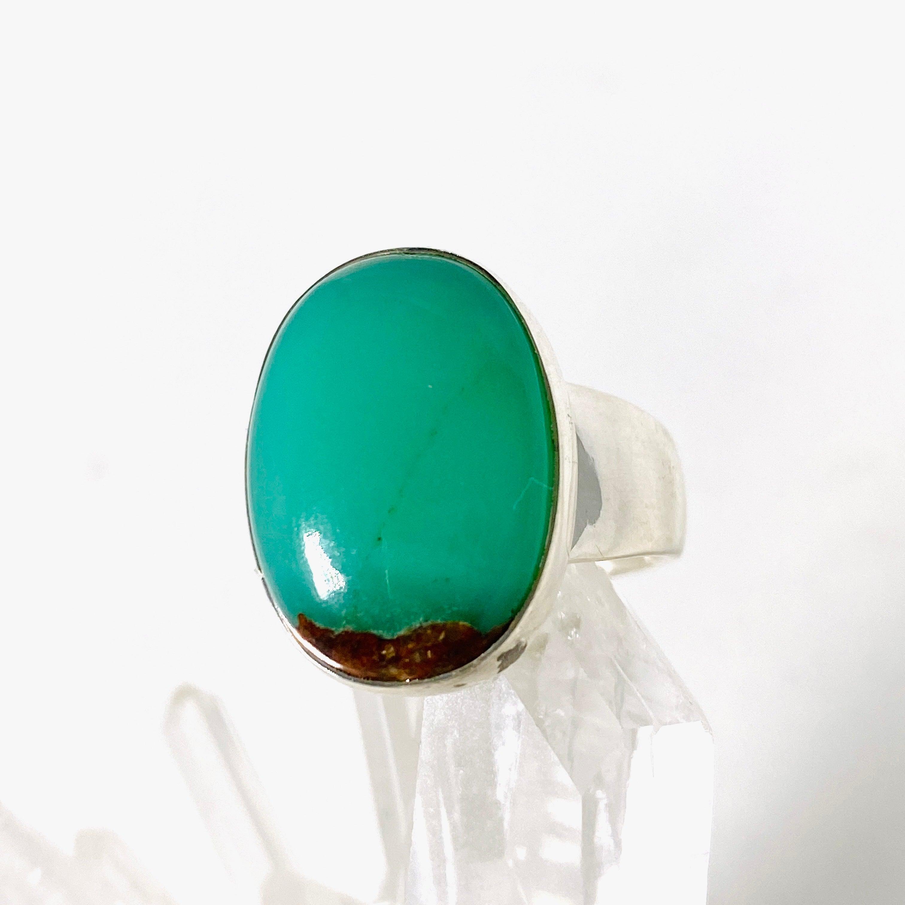 Chrysoprase Oval Ring Size 7 - 925 Sterling Silver Women's Jewelry for Everyday Wear & Special Occasions