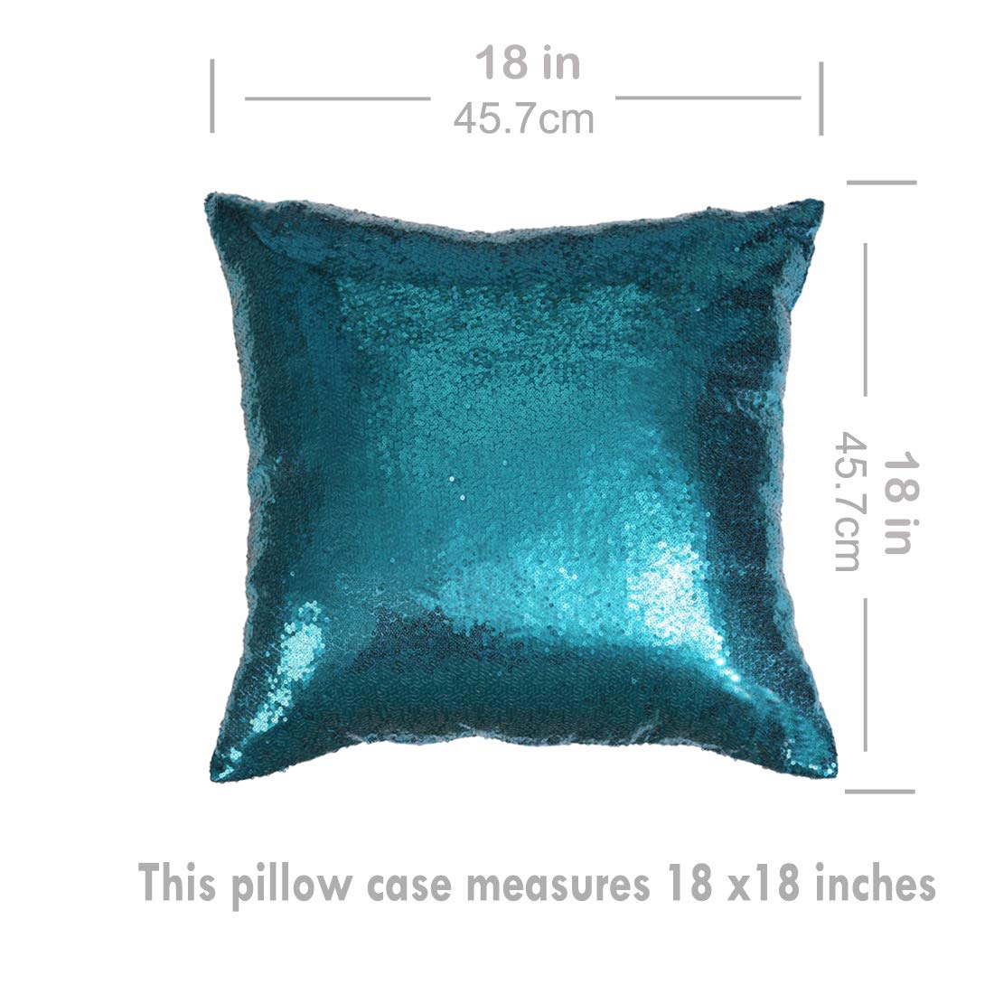 Eternal Beauty Set of 2 Teal Sequin Decorative Pillow Covers 18x18 Inches - Luxury Throw Pillows for Couch, Sofa & Bedroom Decor - Perfect for Living Room, Home Styling and Gift Giving