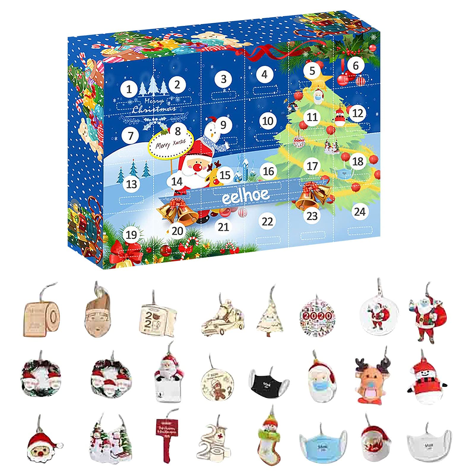 Muicook 24-Day Christmas Countdown Calendar Gift Box - Festive Holiday Decor with Decorative Pendants | Perfect for Advent Calendar, Christmas Party Favors & Holiday Home Decor