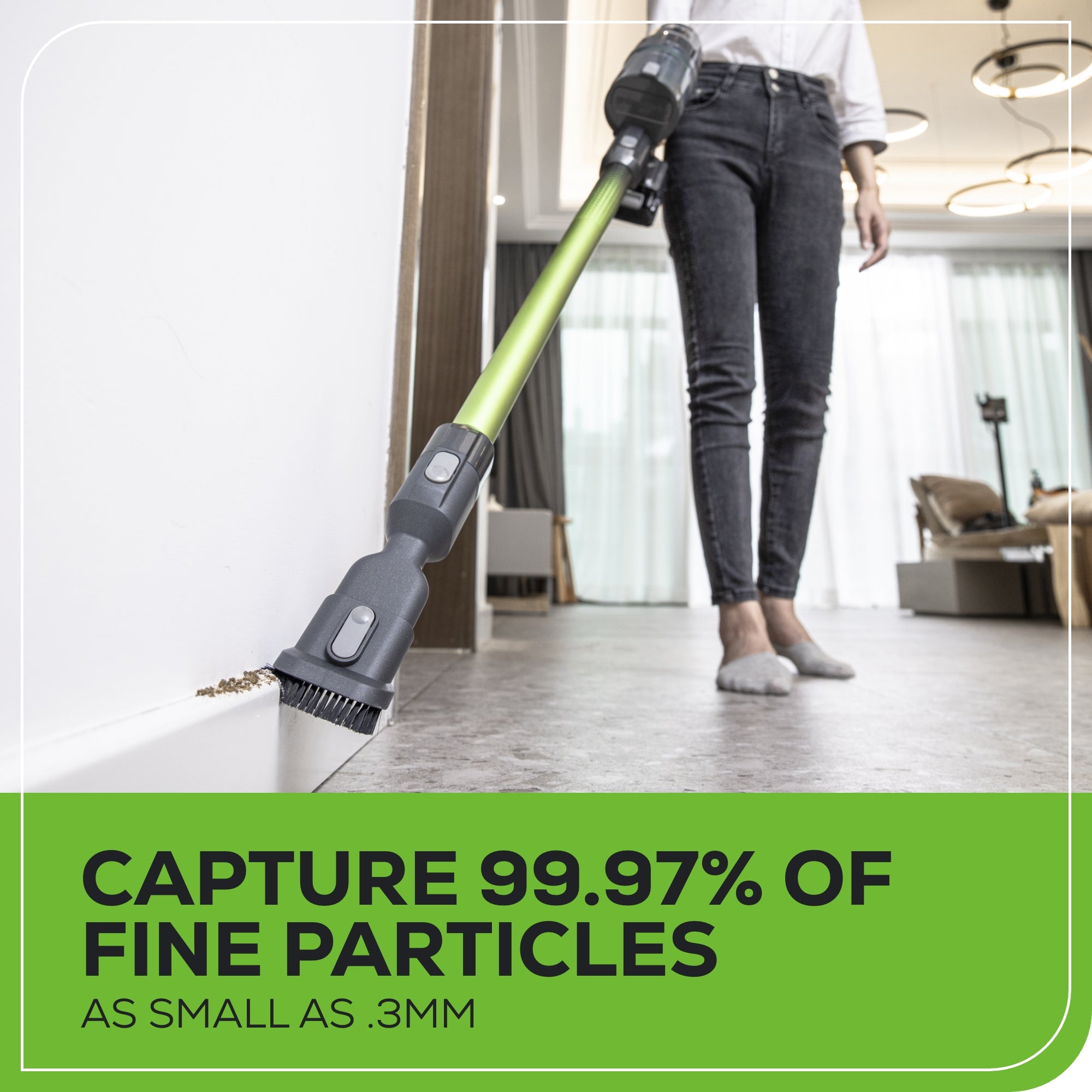 24V Cordless Stick Vacuum Cleaner with 4.0Ah USB-C Battery & Charger - Lightweight Green Handheld Vac for Hardwood Floors, Carpets & Pet Hair - Perfect for Home, Office & Car Cleaning