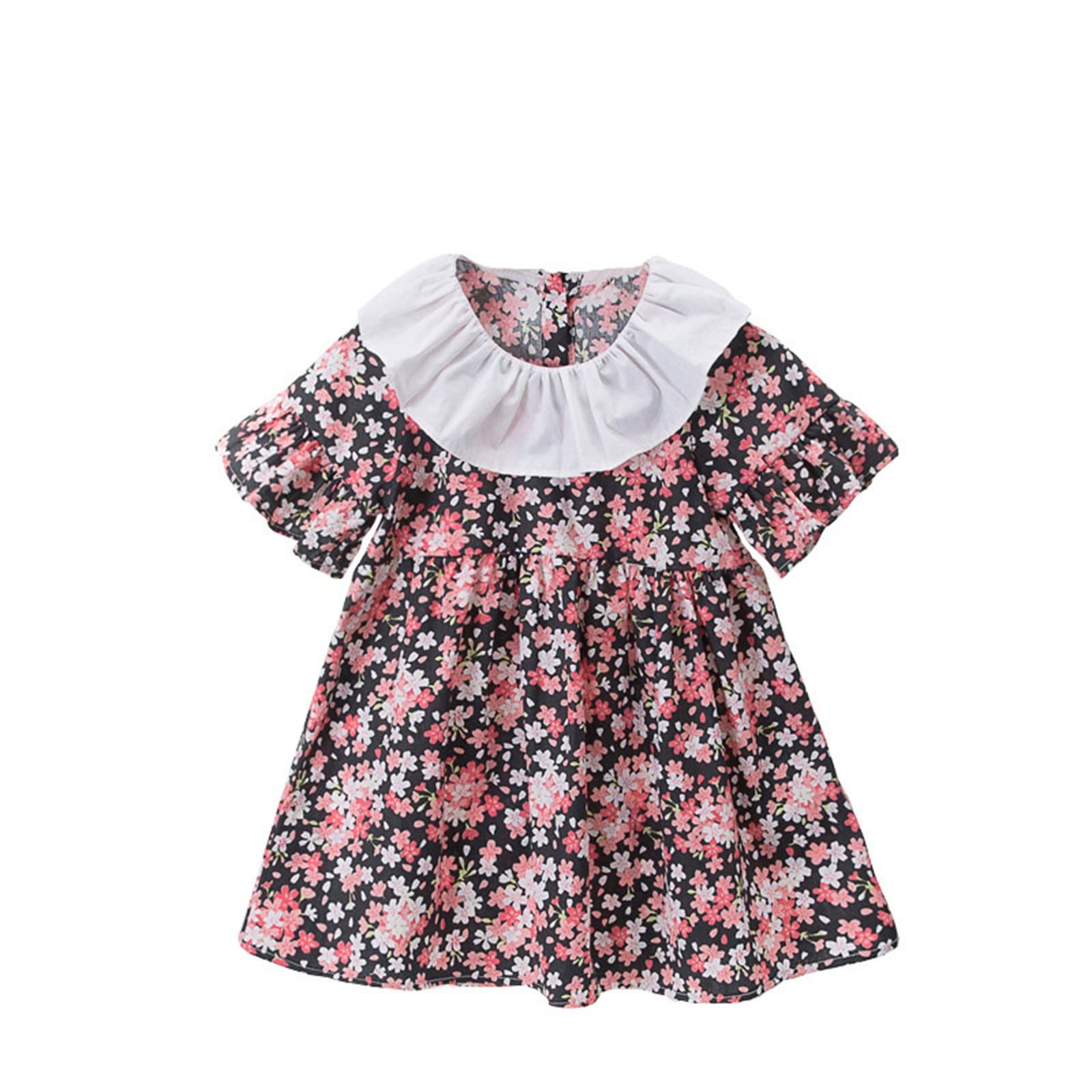 **Girls' Floral Summer Dress with Ruffled Sleeves – Cute Princess Outfit for Baby & Toddler | Perfect for Playdates, Parties & Outdoor Adventures**