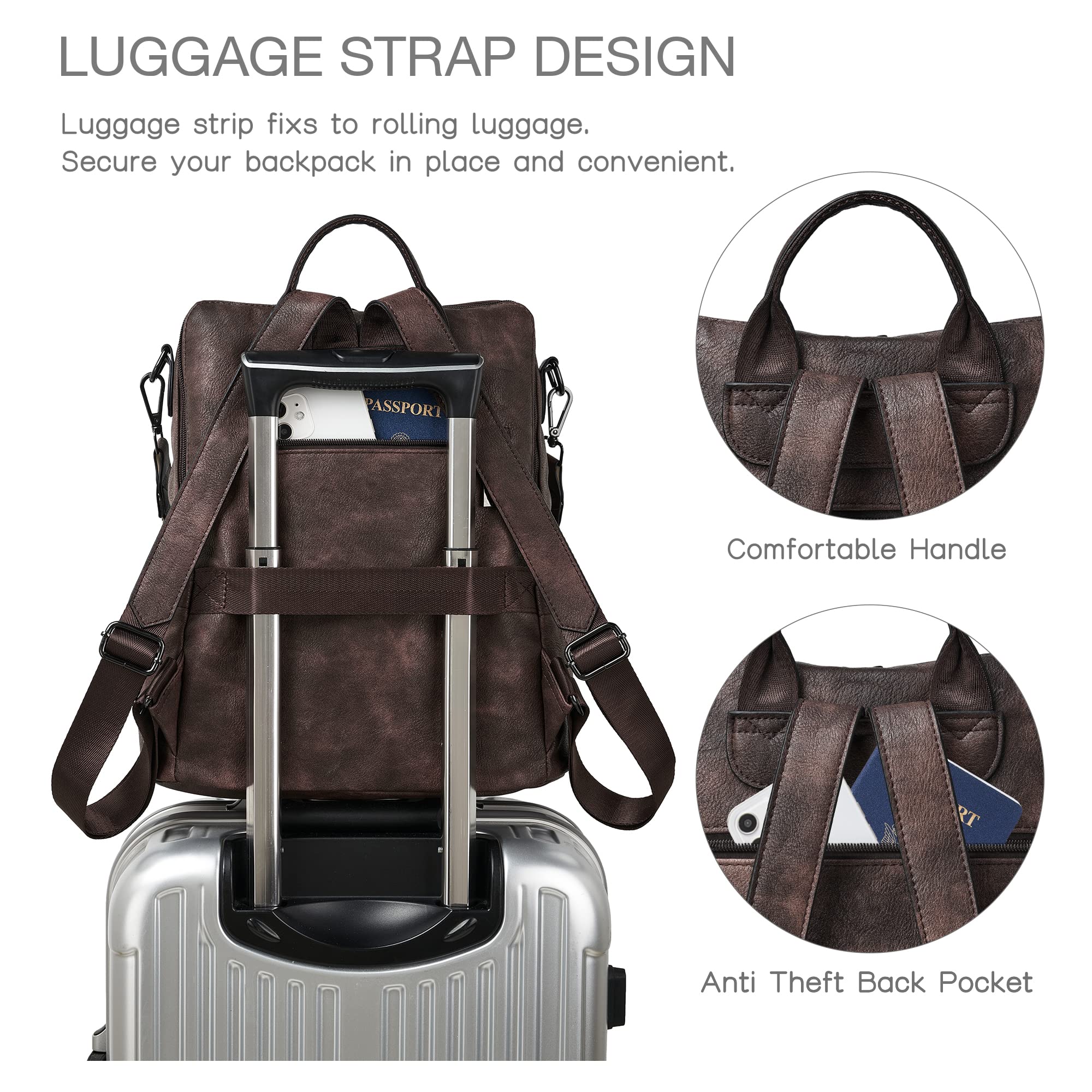 Shrrie Women's Leather Backpack Purse - Fashion Designer Convertible Shoulder Bag for Travel, Work & Daily Use | Stylish & Functional Backpack for Commuting, College & Weekend Getaways