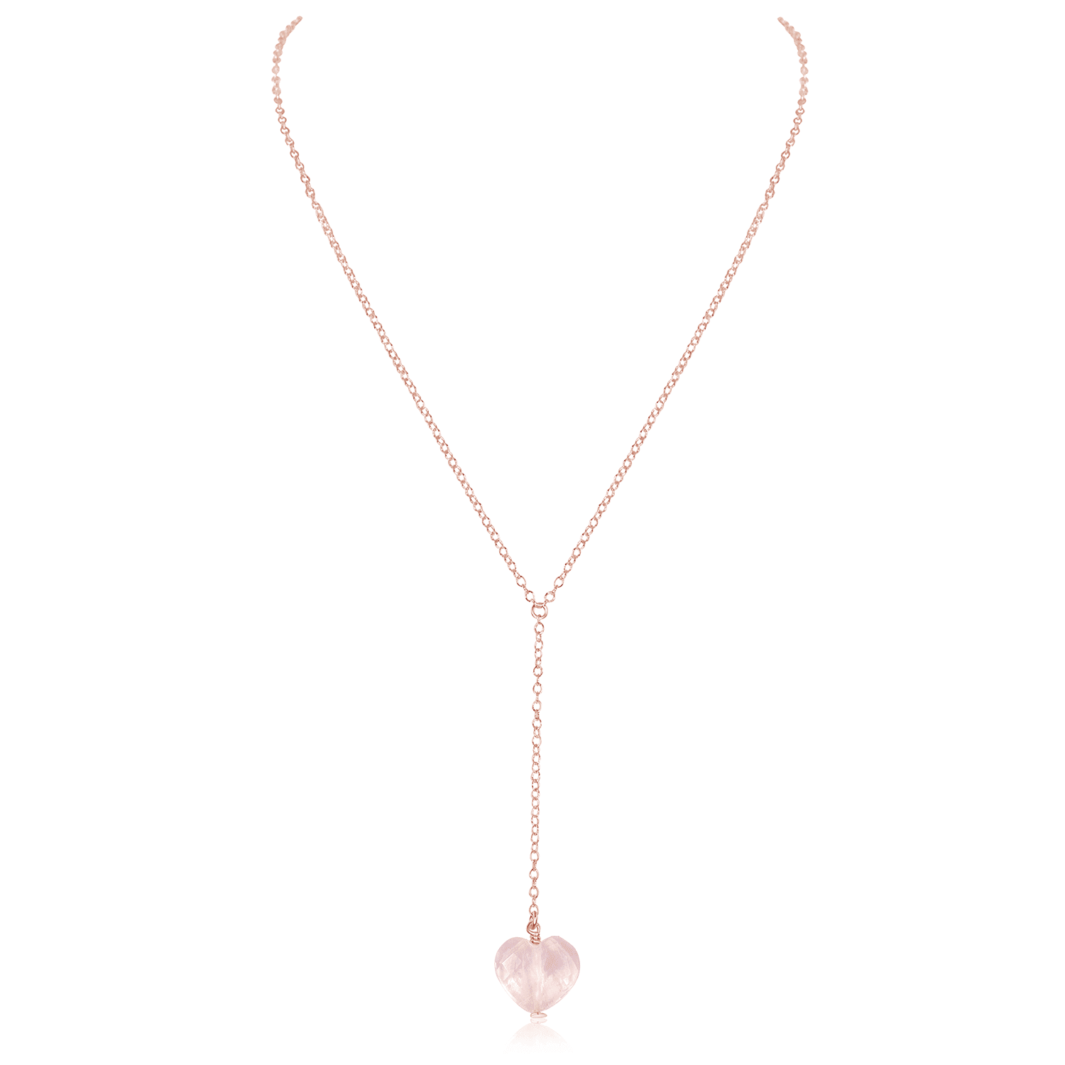 Rose Quartz Crystal Heart Lariat Necklace - Healing Stone Jewelry for Women, Dainty Layering Necklace, Spiritual Gift for Her | Perfect for Meditation, Yoga & Everyday Elegance