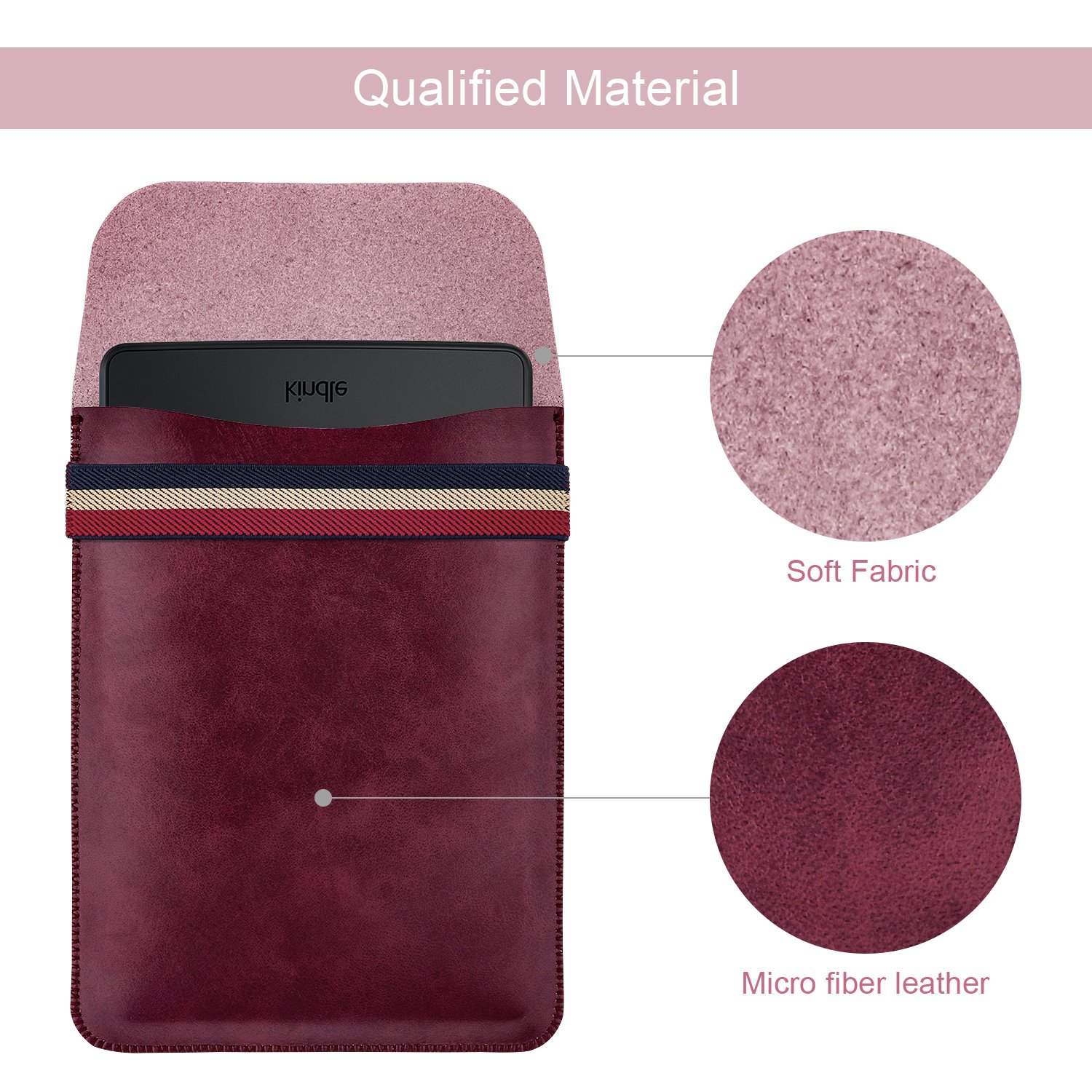 WALNEW 6 Inch Kindle Sleeve Case - Slim Protective Pouch for Kindle 2019, Paperwhite, Voyage, 8th Gen (2016), Kindle 4/5 & Touch | Lightweight Travel Cover Bag in Wine Red | Perfect for Reading, Commuting & Travel Accessories