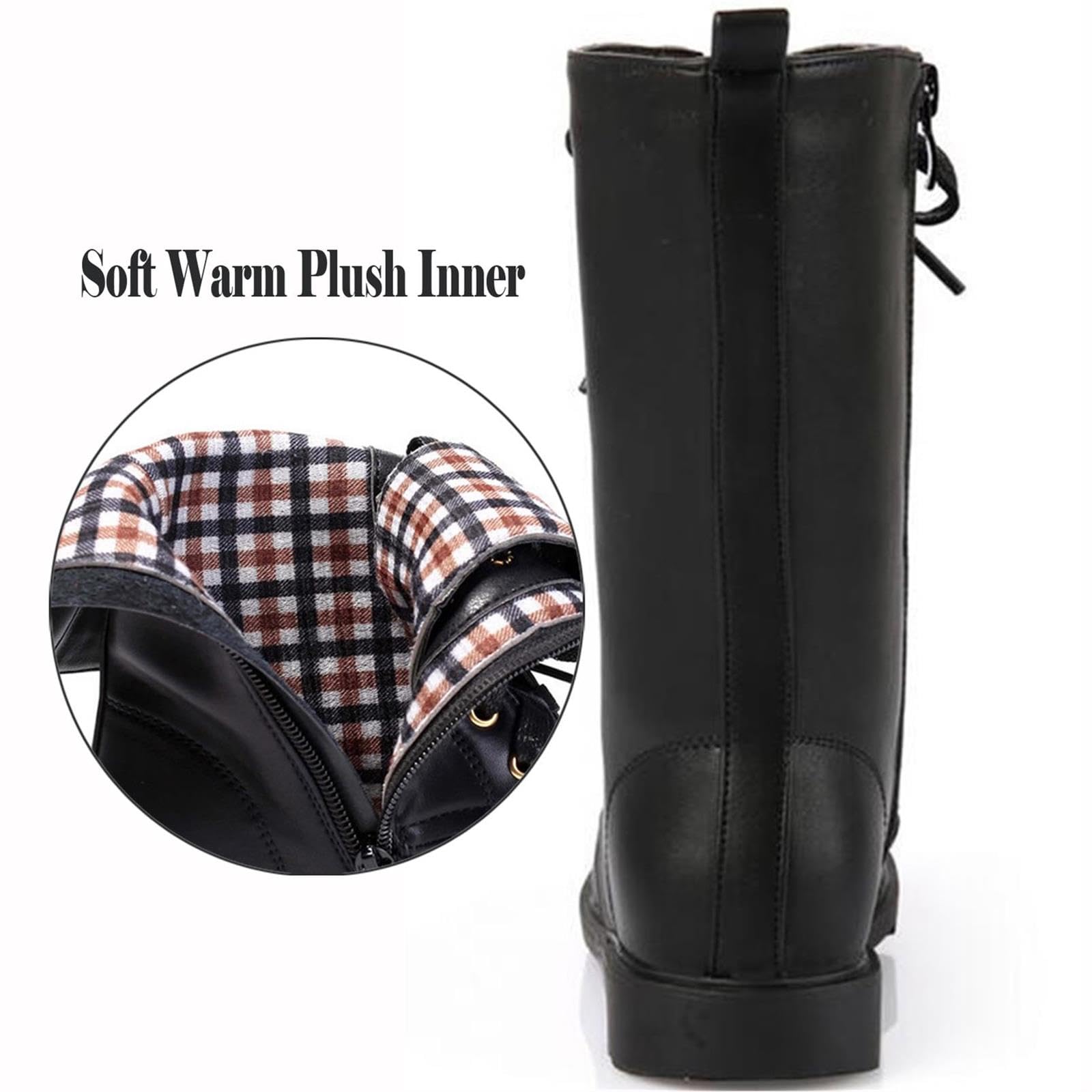 Waterproof Leather Side Zipper Combat Boots for Girls & Boys - Mid Calf Riding Boots, Winter Snow Boots (Toddler/Little Kid/Big Kid) | Perfect for Outdoor Adventures, School & Winter Play