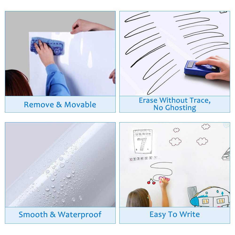 Large Magnetic Whiteboard Wall Sticker - Non-Adhesive Back, Dry Erase Board with Nano Tape | Thick Reusable Writable Surface for Home Office, Homeschool & Kids Room | Includes 4 Markers & 4 Magnets (94x48 inches) | Perfect for Schedules, Notes, Teaching & Creative Projects