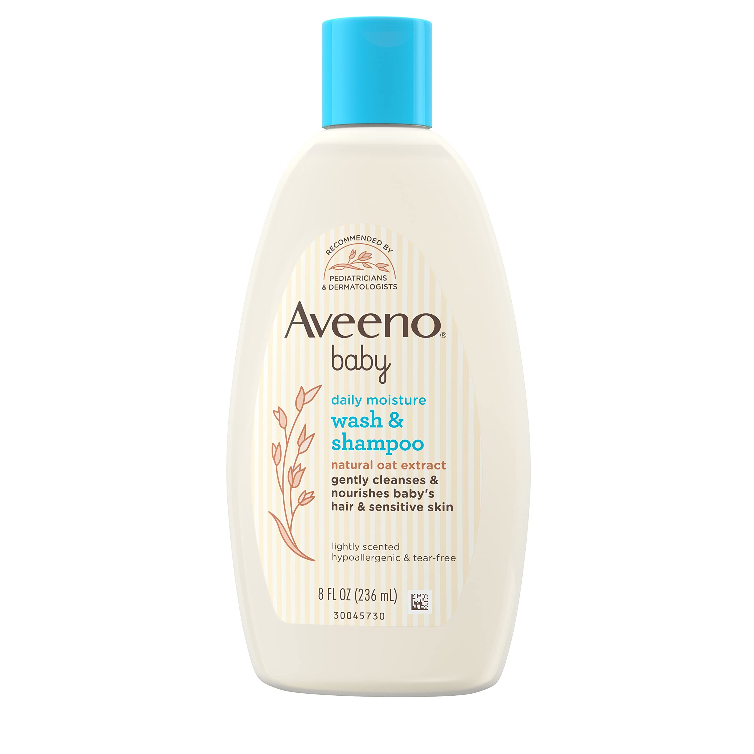 Aveeno Baby Wash & Shampoo - Gentle & Tear-Free for Newborns & Sensitive Skin - Lightly Scented 8oz (Pack of 4) - Perfect for Daily Bath Time & Baby Care Routine
