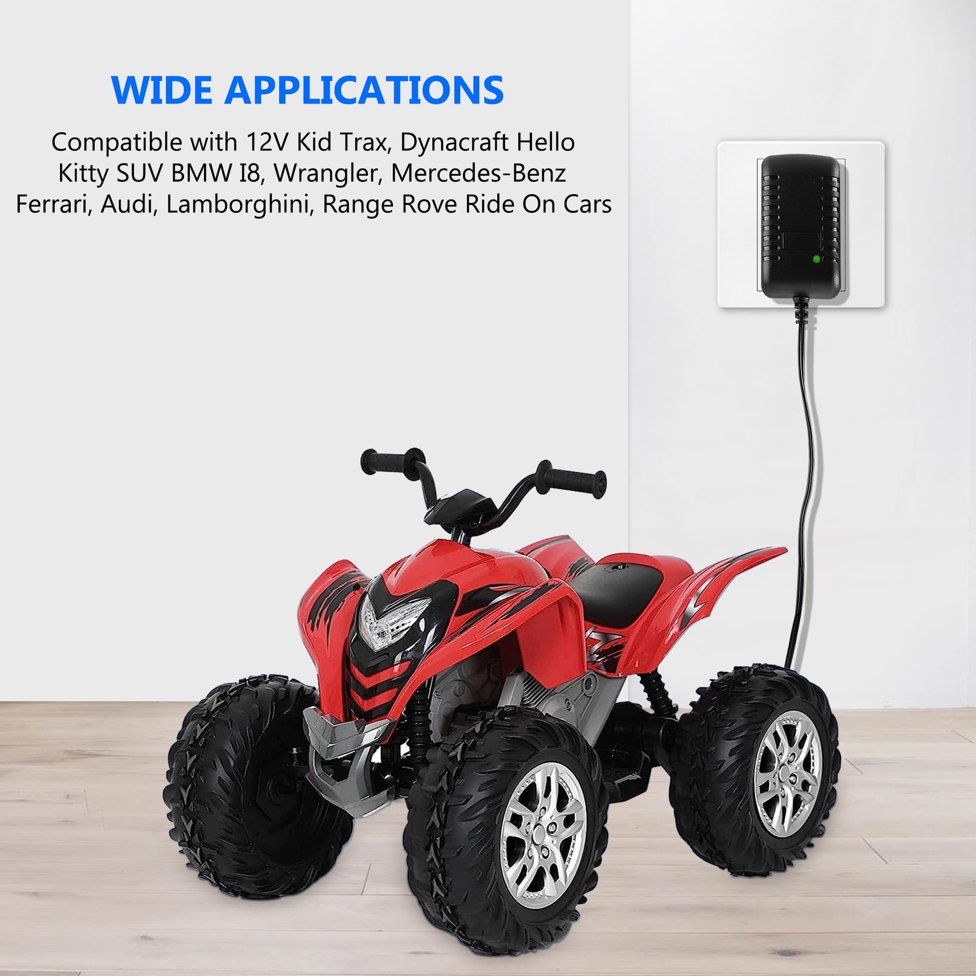 12V 14.4V 1000MA Battery Charger for Kids Ride On Toys & Electric Cars - Red Square Plug Power Adapter - Perfect for Charging Kids Electric Vehicles, Power Wheels, and Toy Cars at Home or Outdoors