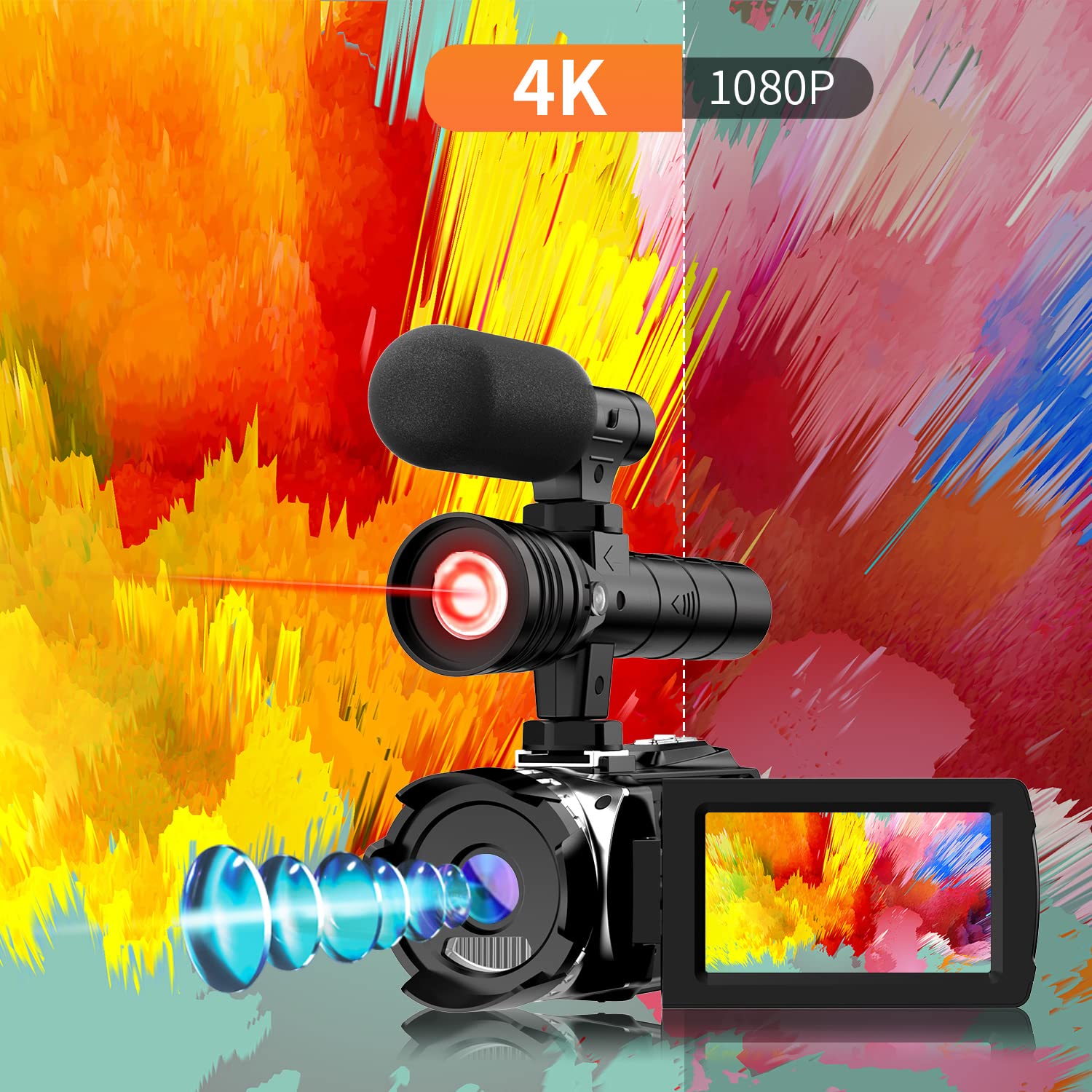 4K Ultra HD Video Camera for Vlogging, YouTube, Travel & Sports - Professional Camcorder with WiFi, Night Vision & Stabilization - Perfect for Content Creators, Filmmaking & Outdoor Adventures