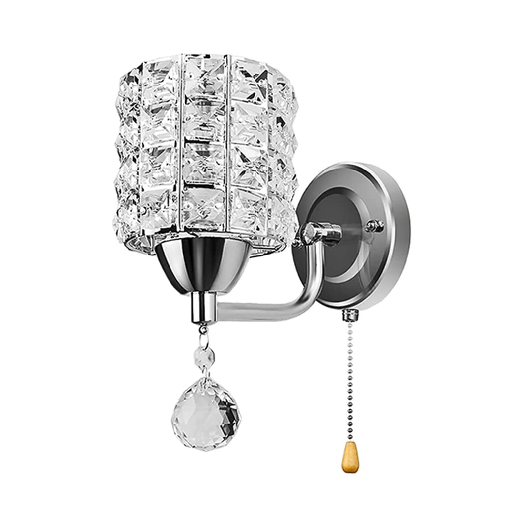 CCBUY Modern Crystal Wall Sconce Light - Diamond Accent Lighting for Bedroom, Loft, Balcony & Indoor Decor - Silver Finish, Easy Switch Cover - Elegant Home & Office Decoration (Perfect for Ambient Lighting & Wall Decor)
