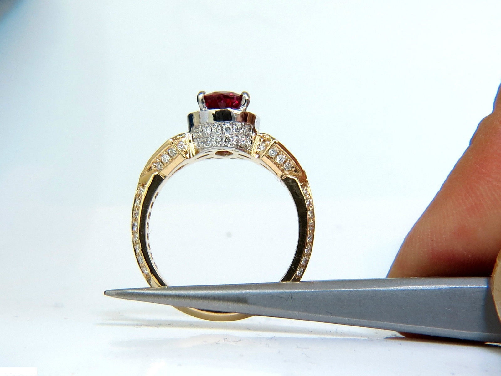 2.40CT GIA Certified Natural Ruby & Diamond Ring - No Heat Treatment, Classic Blood Red Ruby Jewelry Set for Engagement, Wedding & Special Occasions