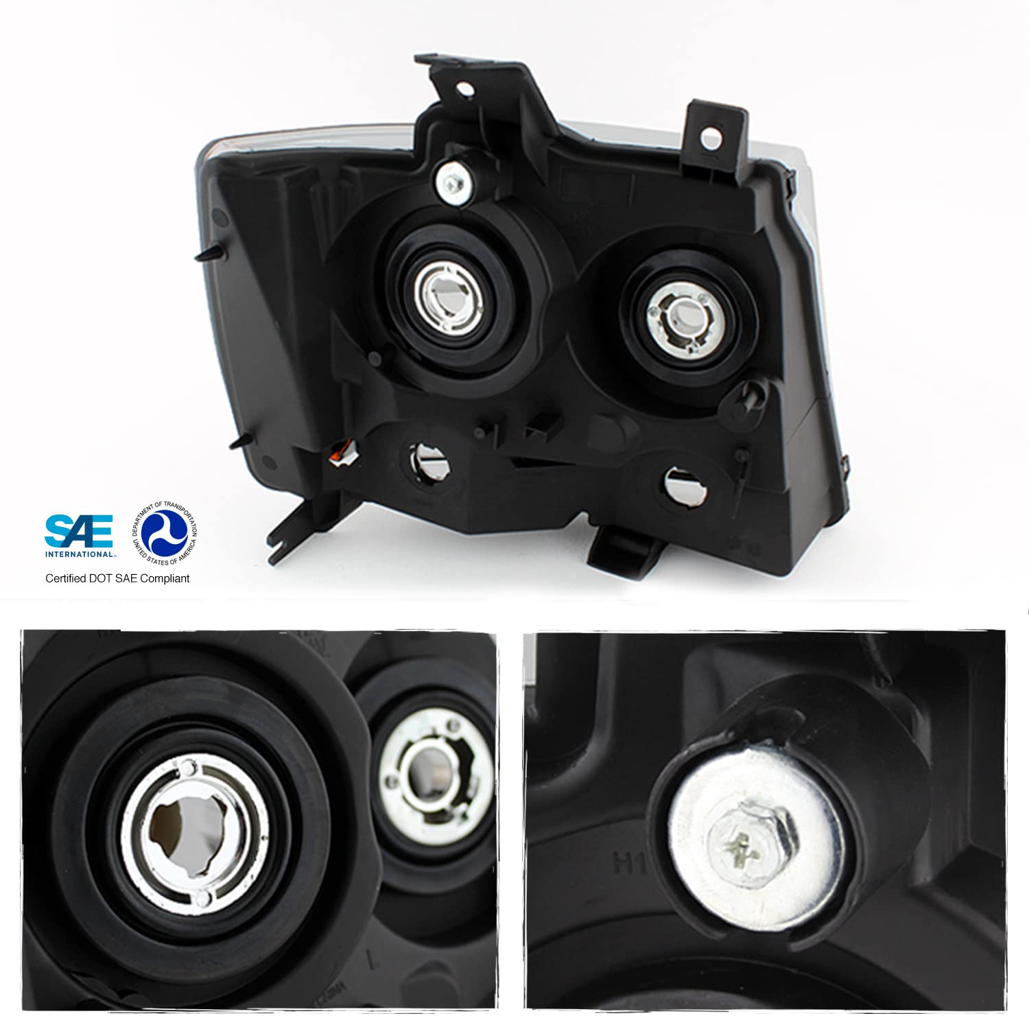 AKKON Clear Lens Headlight & Bumper Fog Light Kit for 2007-2014 Chevy Suburban Tahoe Avalanche - Chrome Housing, Improved Visibility for Night Driving & Off-Road Adventures