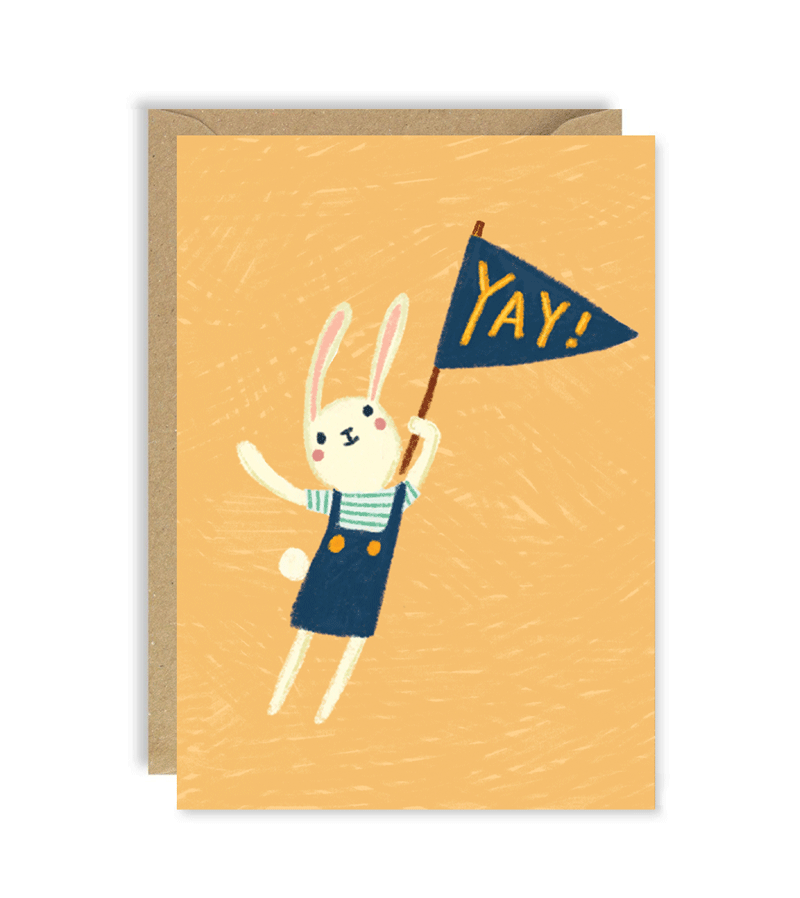 Bunny Yay! Greeting Card by Joy Nevada - Perfect for Easter, Birthdays & Special Occasions