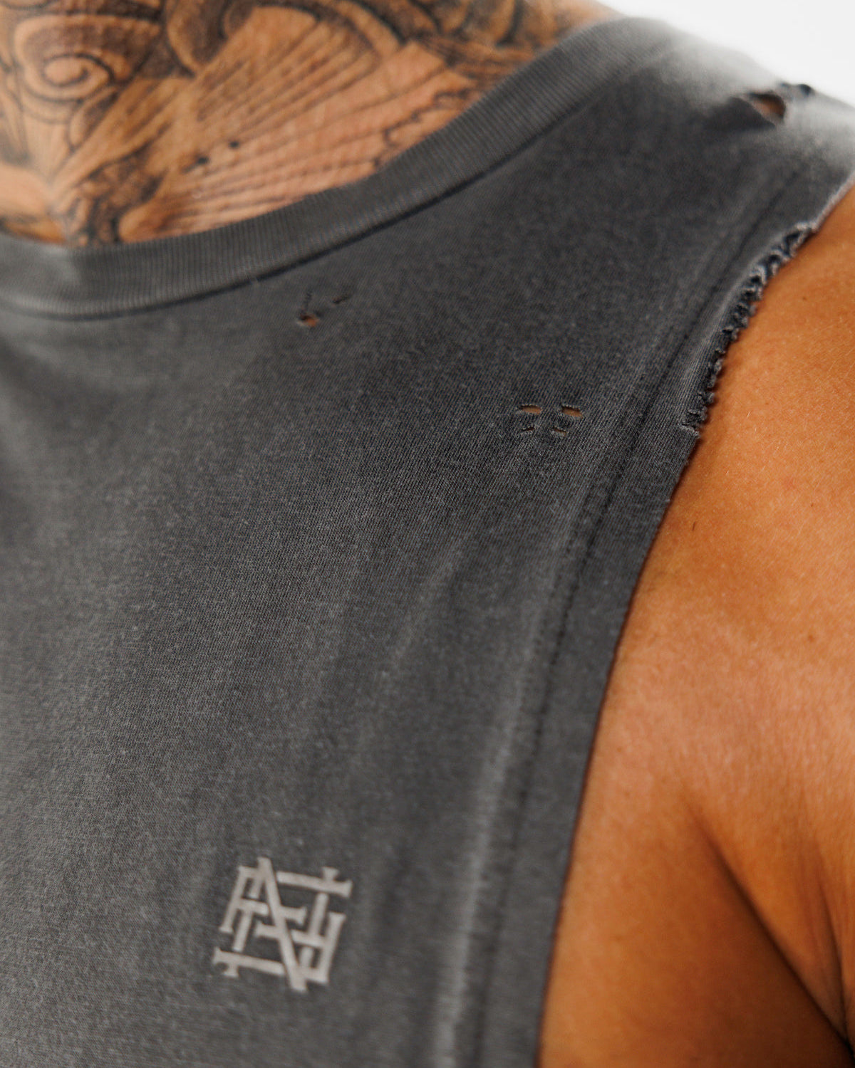 Men's Moto Distressed Muscle Tank Top - Black - Comfortable & Stylish for Gym, Workout, and Casual Wear