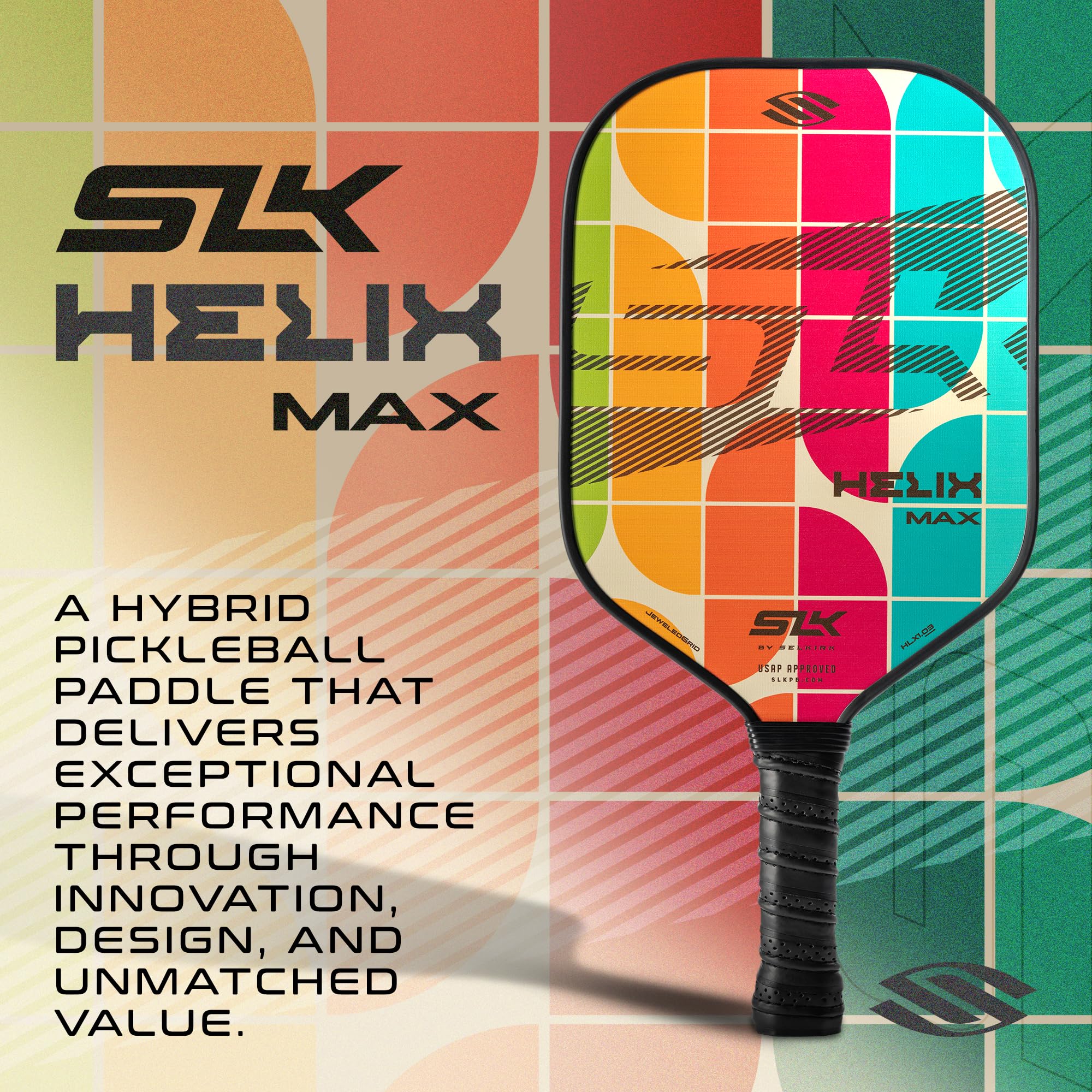 2024 SLK Helix Pro Pickleball Paddle - Premium Carbon Fiber & Fiberglass Hybrid Face with Thermoformed Core for Ultimate Control | Perfect for Competitive Play & Recreational Games