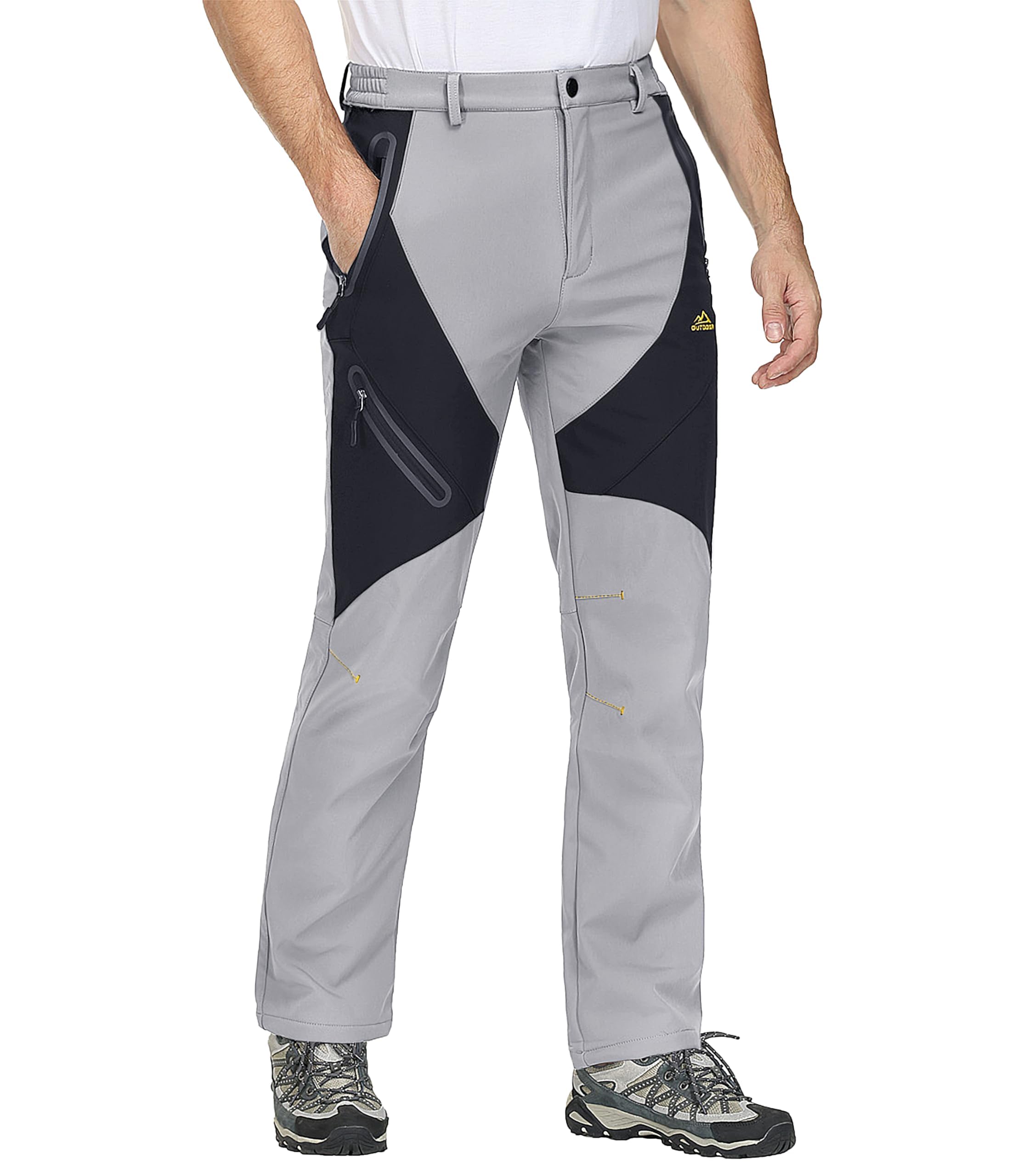 MAGCOMSEN Men's Winter Snow Pants - Fleece Lined Water Resistant Ski Pants with 4 Zip Pockets for Outdoor Activities, Hiking & Cold Weather Protection