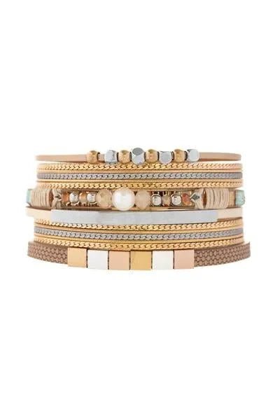 Elegant Metallic Chain Beaded Bracelet for Women - Fashion Jewelry Gift for Birthday, Party & Everyday Wear
