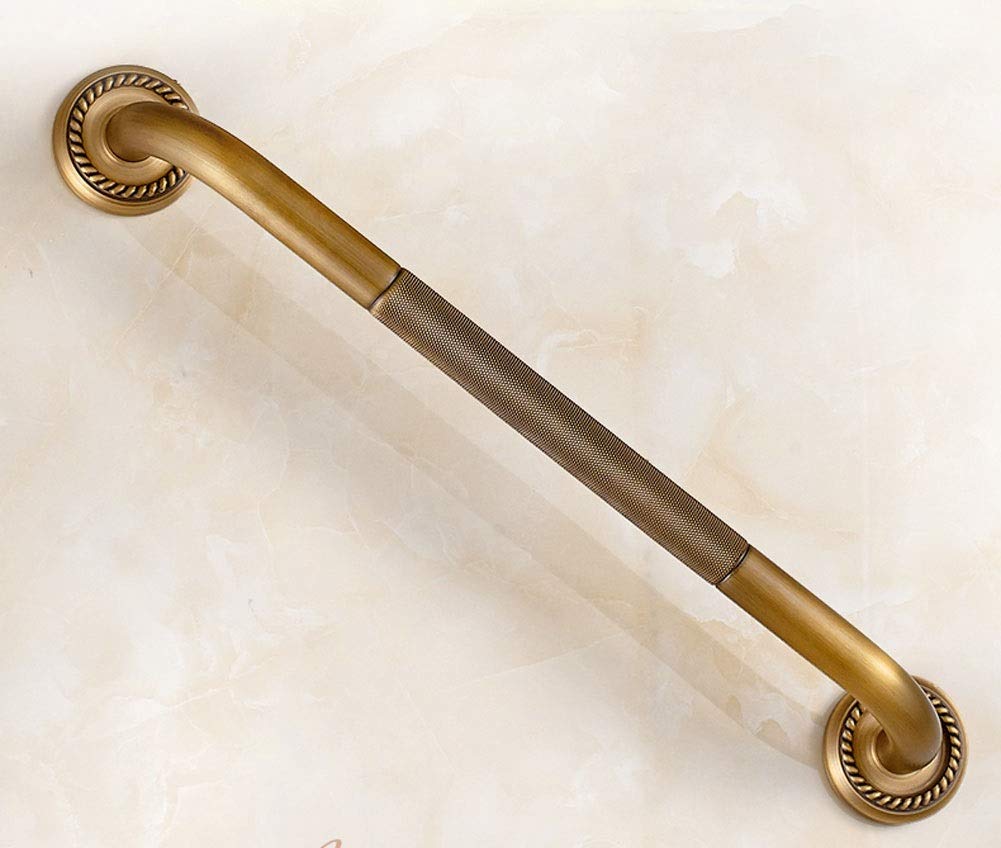 Heavy Duty Antique Brass Bathroom Safety Grab Bar - ADA Compliant Shower & Toilet Handrail for Elderly, Disabled, Pregnant Women & Kids - Non-Slip Bathroom Assist Handle for Shower Stall, Bathtub & Next to Toilet